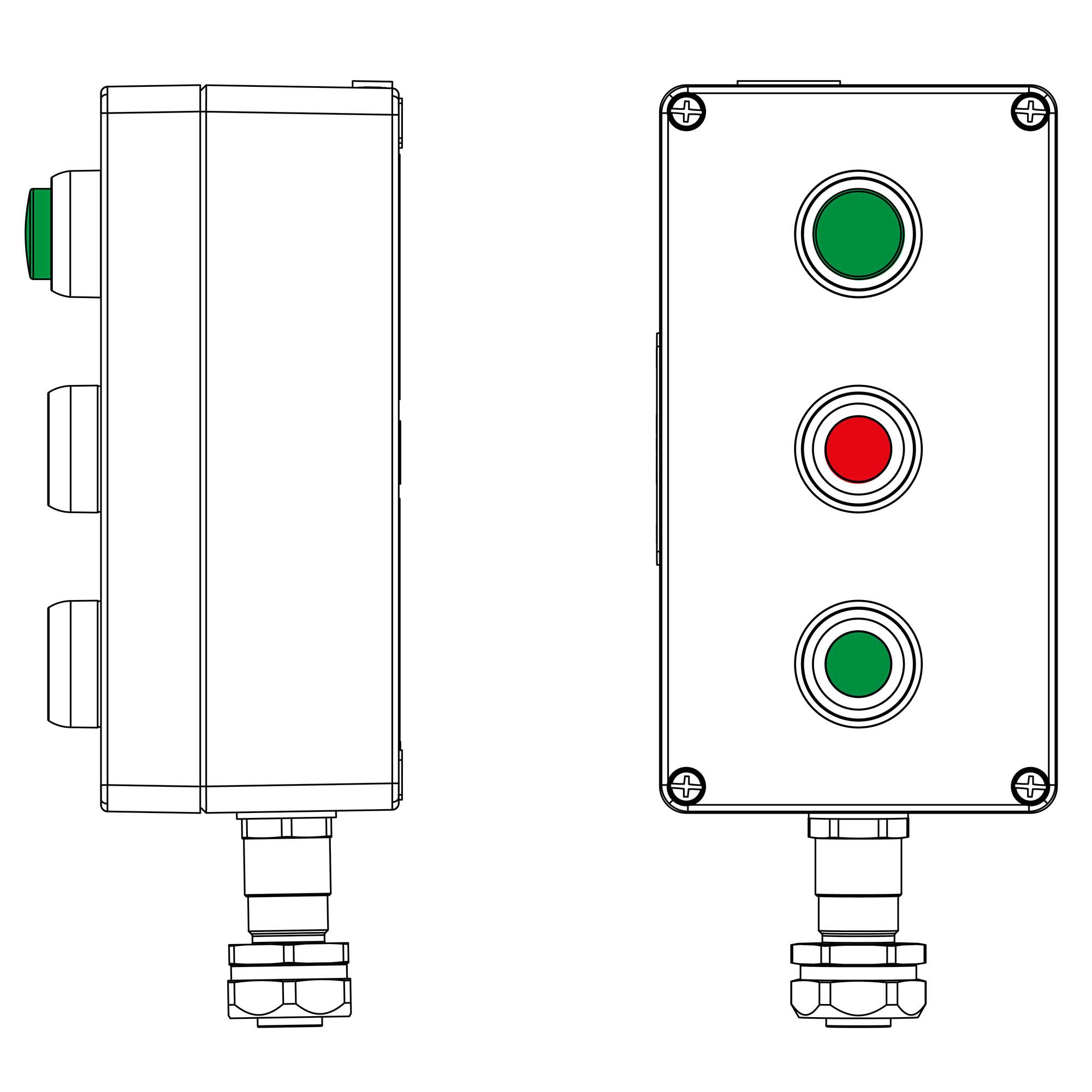 Пост взрывозащищенный управления из алюминия CPU-A-14-(1 x LG(250)-1xP1R(11)-1xP1G(11))-1xKAEPM2MHK-20(C)1Ex de IIC Т5 Gb / Ex tb IIIC T95°C Db IP66