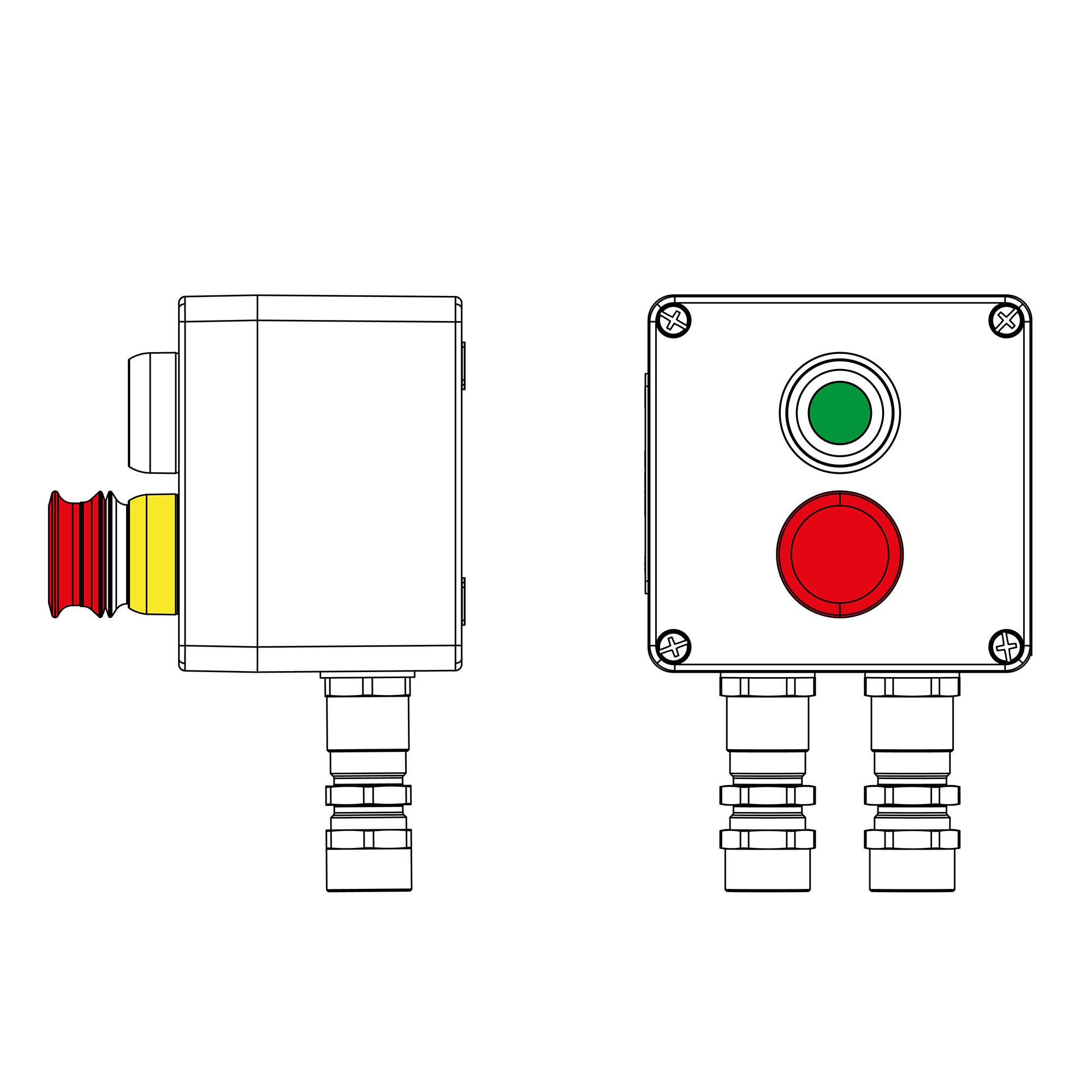 Пост взрывозащищенный управления из полиэстера C PEP-03-(1xP1G(11)-1xP3E(11))-2xKA2MHK(C)1Ex de IIC Т5 Gb / Ex tb IIIC T95°Cdb IP66 / КЗ / ШЗ