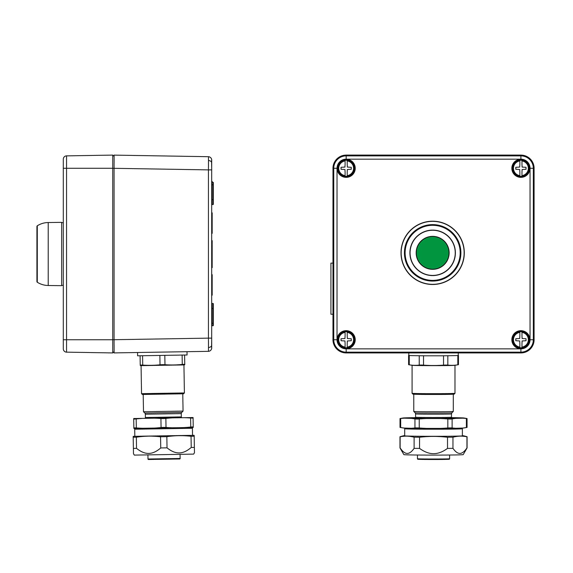 Пост взрывозащищенный управления из алюминия CU-A-12-(1xP1G(11))-1xKAEPM2MHK-20(C)1Ex de IIC Т5 Gb / Ex tb IIIC T95°Cdb IP66