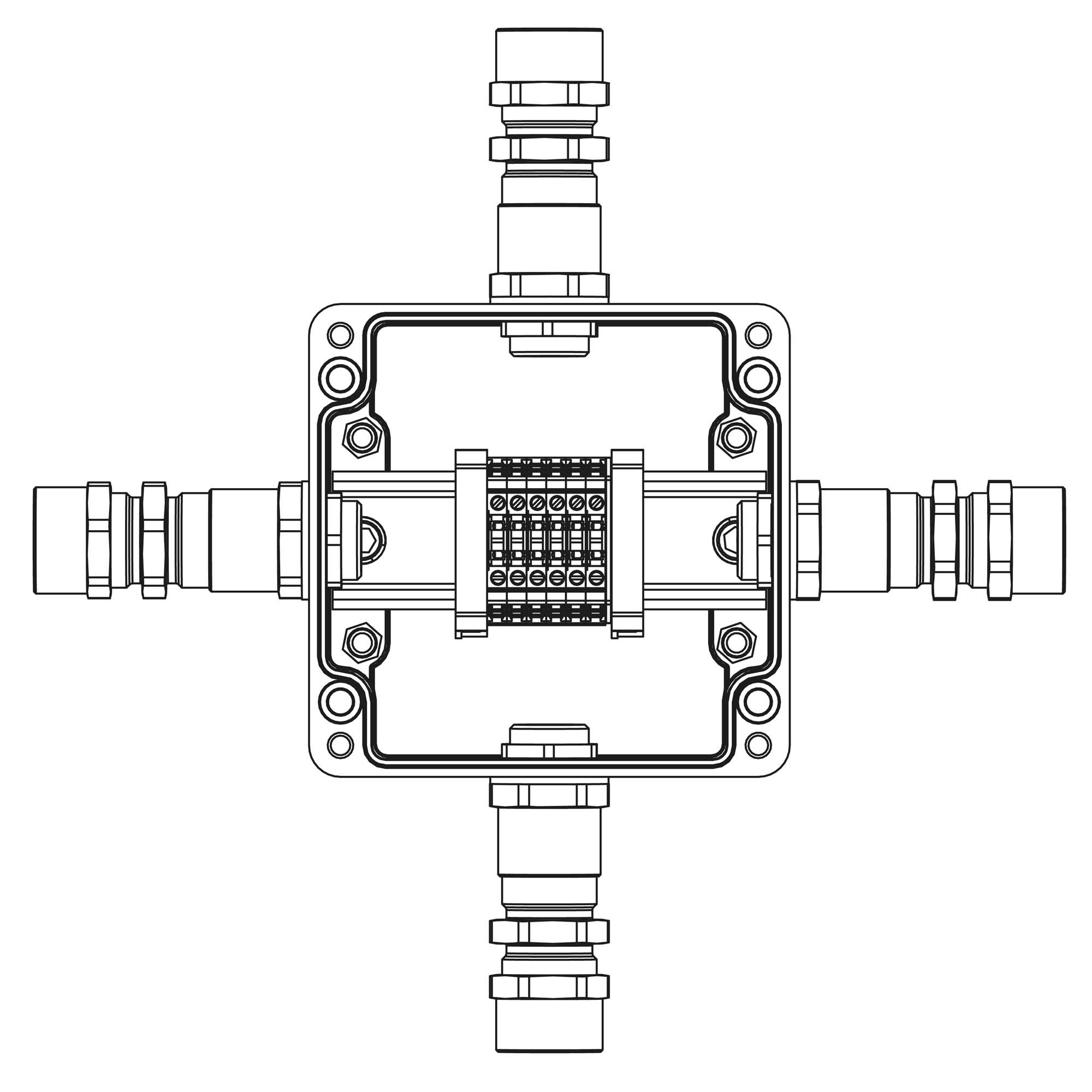 Взрывозащищенная клеммная коробка из полиэстера TBE-P-03-(6xCBC.2)-1xKA2MHK(A)-1xKA2MHK(B)-1xKA2MH(C)-1xKA2MHK(D)1Ex e