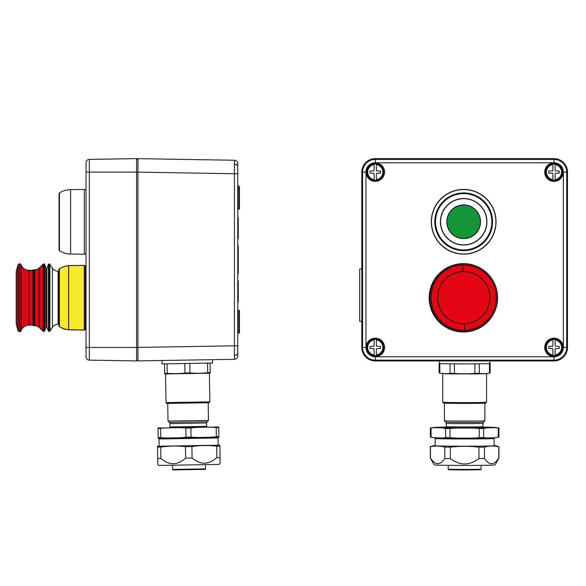 Пост взрывозащищенный управления из алюминия CU-A-12-(1xP1G(11)-1xP6E(11))-1xKAEPM2MHK-20(C)1Ex de IIC Т5 Gb / Ex tb IIIC T95°Cdb IP66