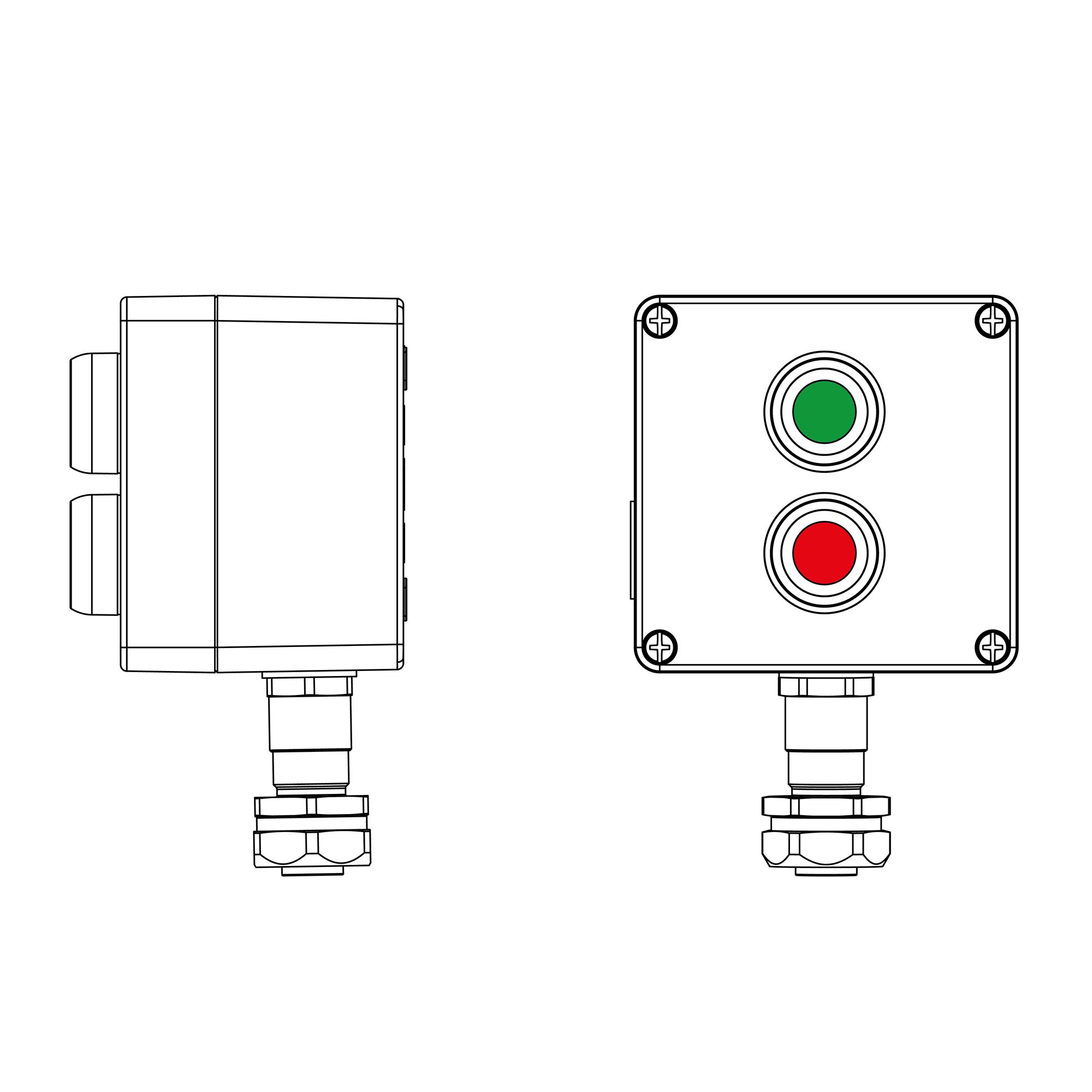 Пост взрывозащищенный управления из алюминия CU-A-12-(1xP1G(11)-1xP1R(11))-1xKAEPM2MHK-20(C)1Ex de IIC Т5 Gb / Ex tb IIIC T95°Cdb IP66
