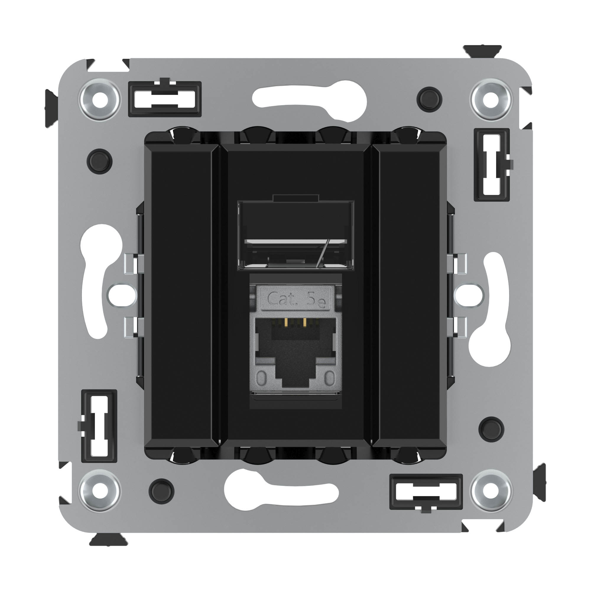 Avanti Компьютерная розетка RJ-45 в стену кат.5e  одинарная экранированная Черный квадрат