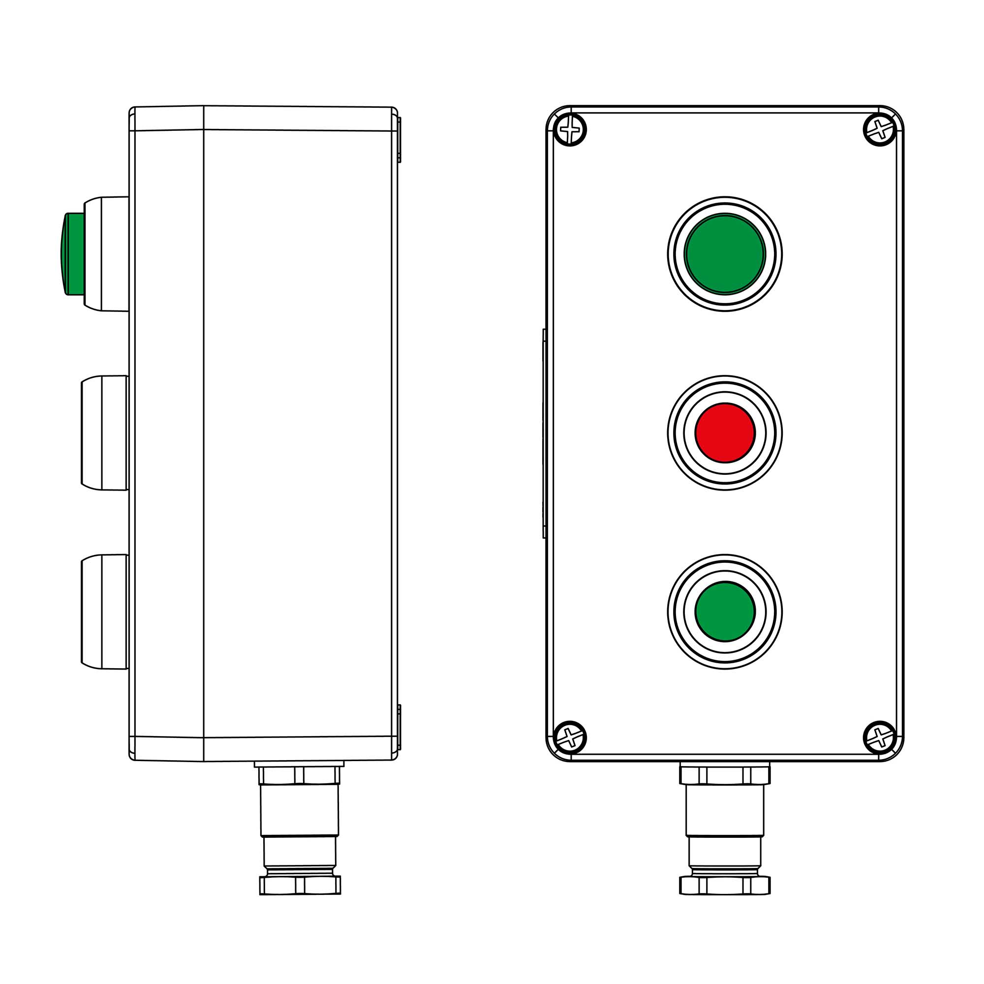 Пост взрывозащищенный управления из полиэстера C PP-04-(1xLG(250)-1xP1R(11)-1xP1G(11))-1xKH2MHK(C)1Ex de IIC Т5 Gb / Ex tb IIIC T95°C Db IP66/КЗ
