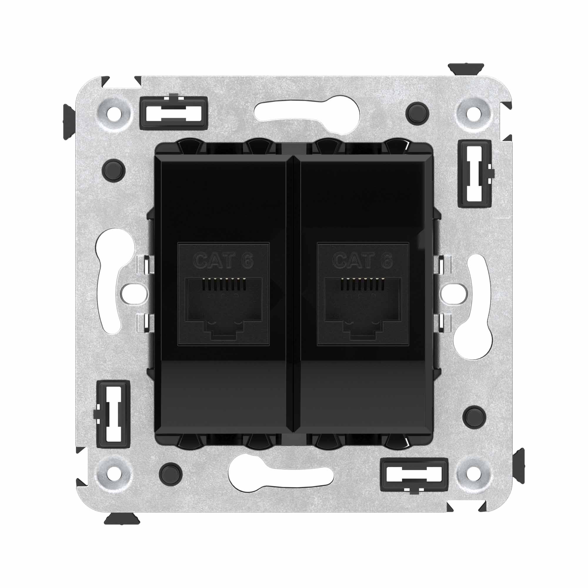 Avanti Компьютерная розетка RJ-45 без шторки в    стену, кат.6 двойная Черный квадрат