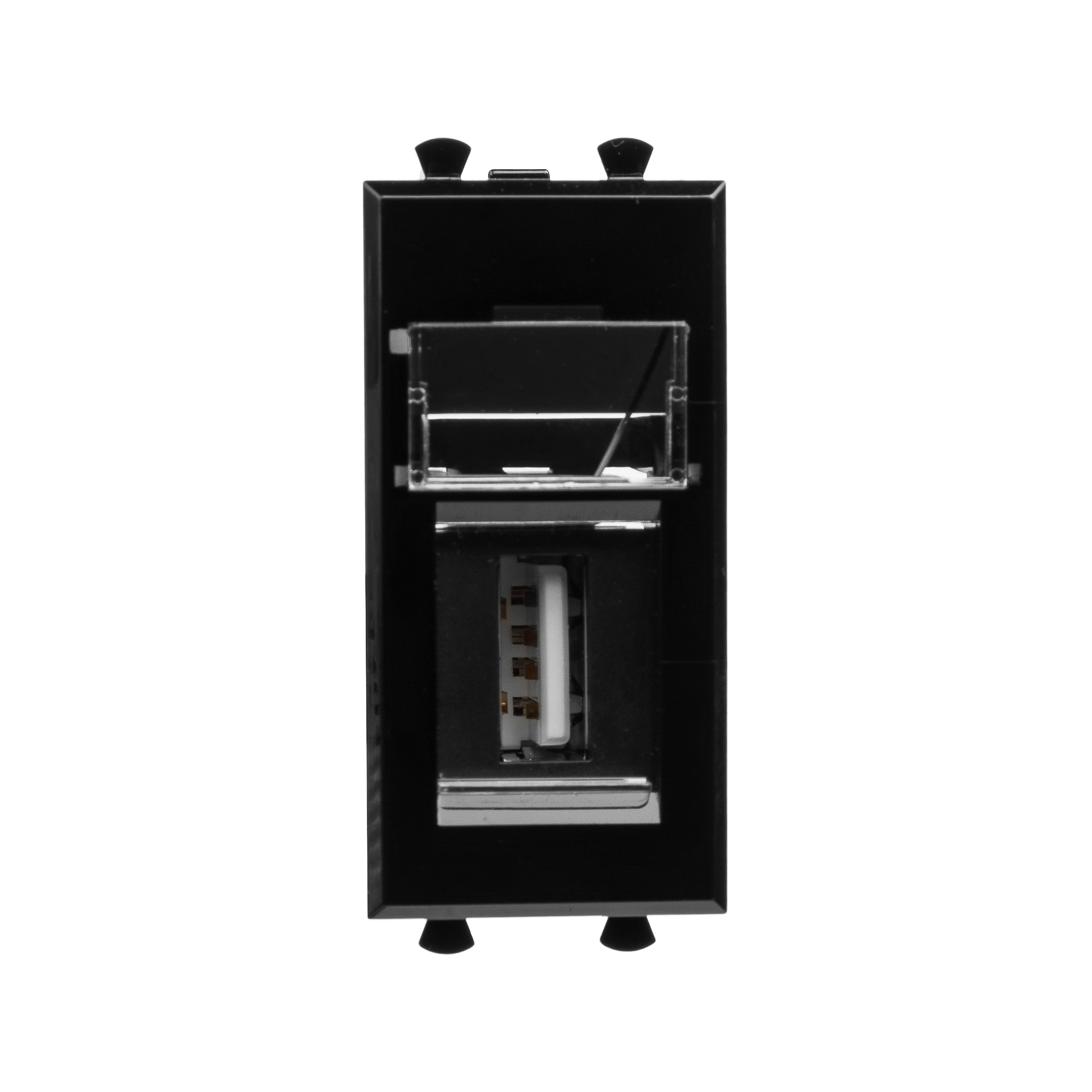 Avanti USB 2.0 розетка ''Черный квадрат'' модульная, тип А-А, 1 модульная