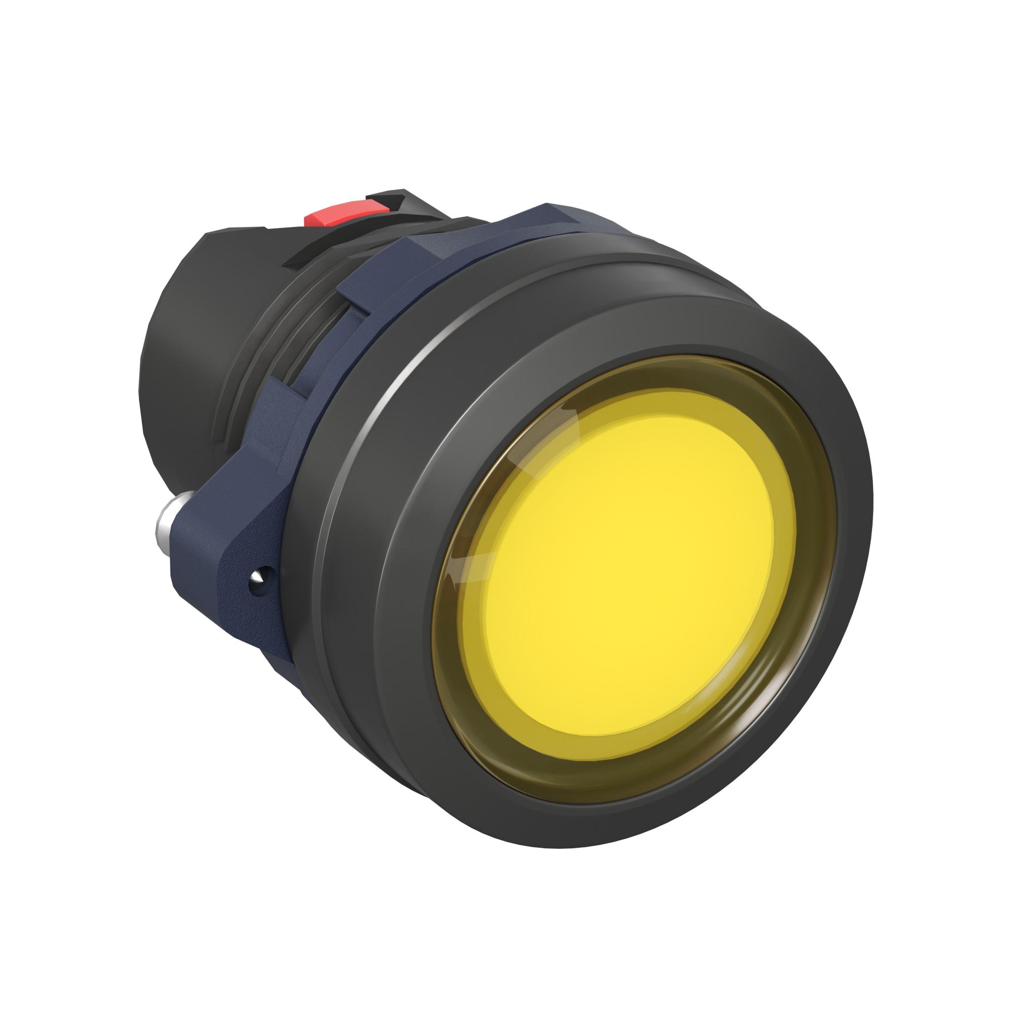 Головка кнопки плоская прозрачная с фиксацией, жёлтая