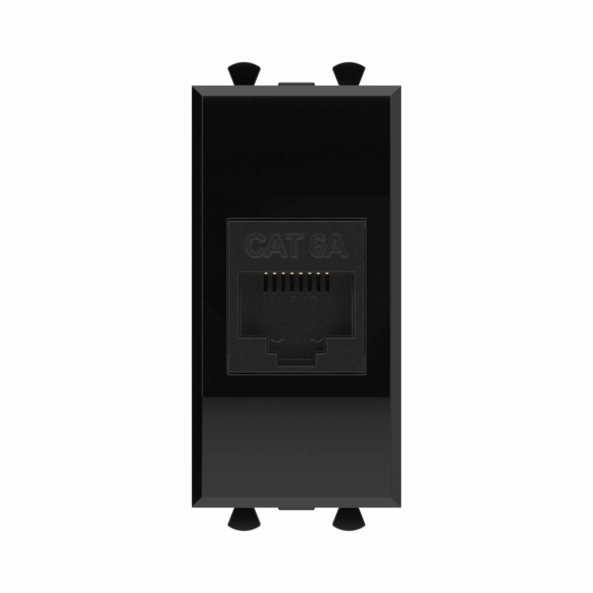 Avanti Компьютерная розетка RJ-45 без шторки модульная, кат.6А,  Черный квадрат, 1 модуль