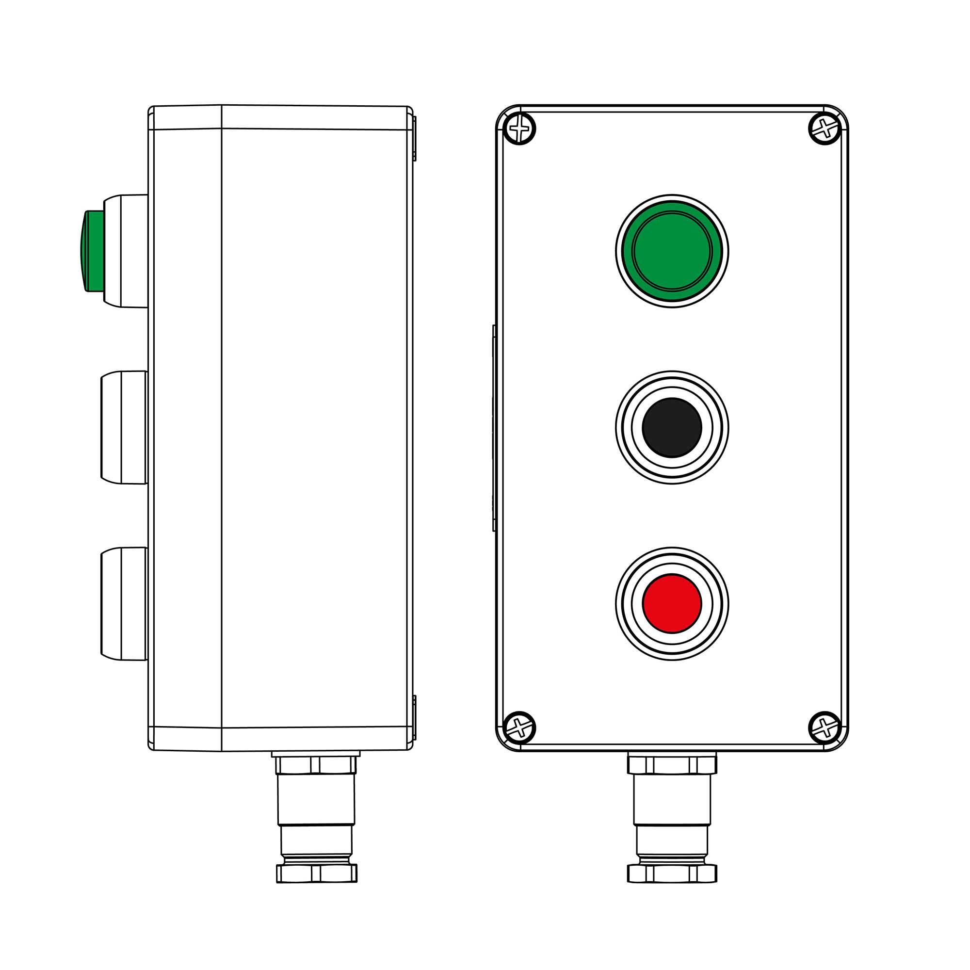Пост взрывозащищенный управления из полиэстера C PP-04-(1xLG(250)-1xP1B(11)-1xP1R(11))-1xKH2MHK(C)1Ex de IIC Т5 Gb / Ex tb IIIC T95°C Db IP66/КЗ