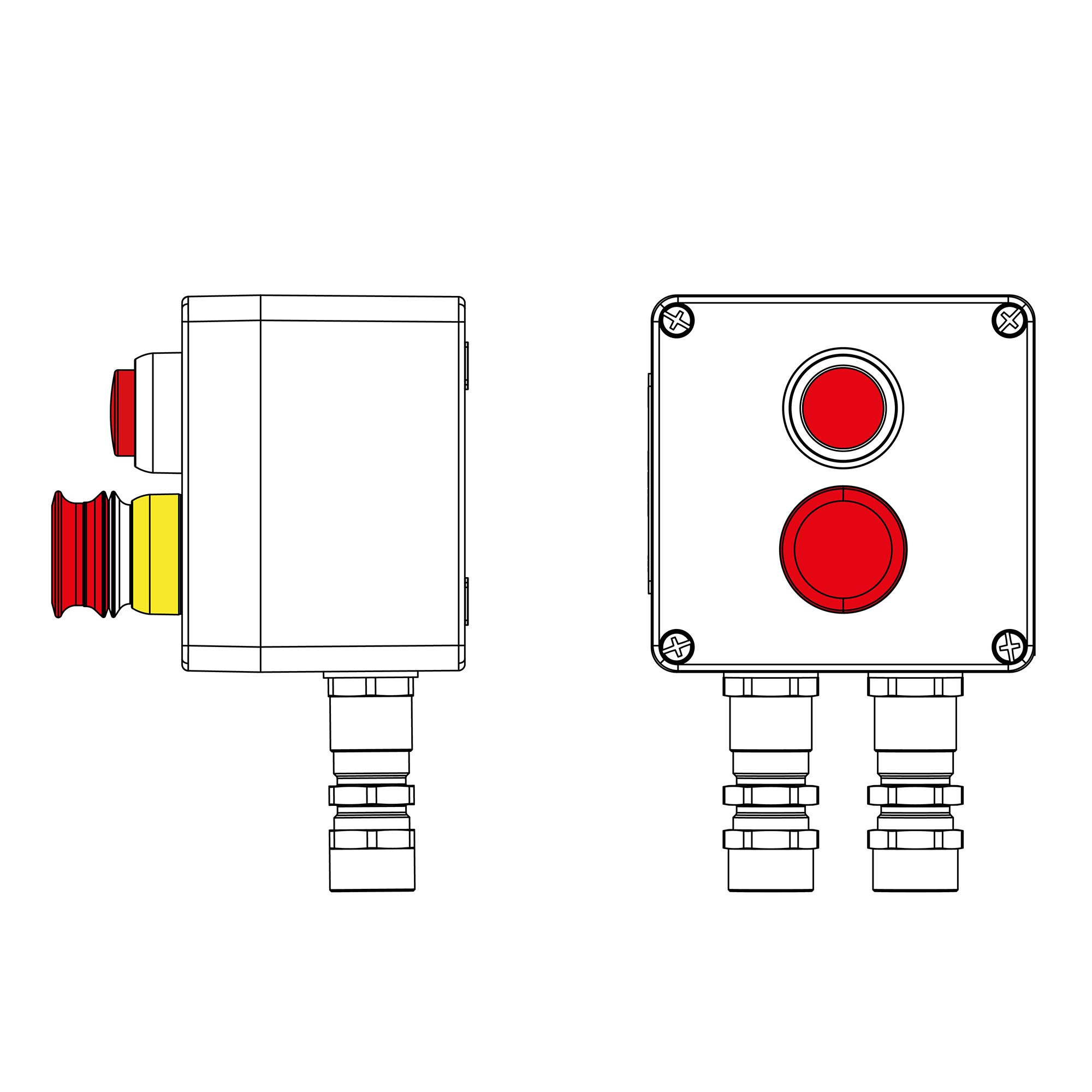 Пост взрывозащищенный управления из алюминия CU-A-12-(1 xLR(220)-1xP3E(11))-2xKA2MHK(C)1Ex de IIC Т5 Gb / Ex tb IIIC T95°Cdb IP66