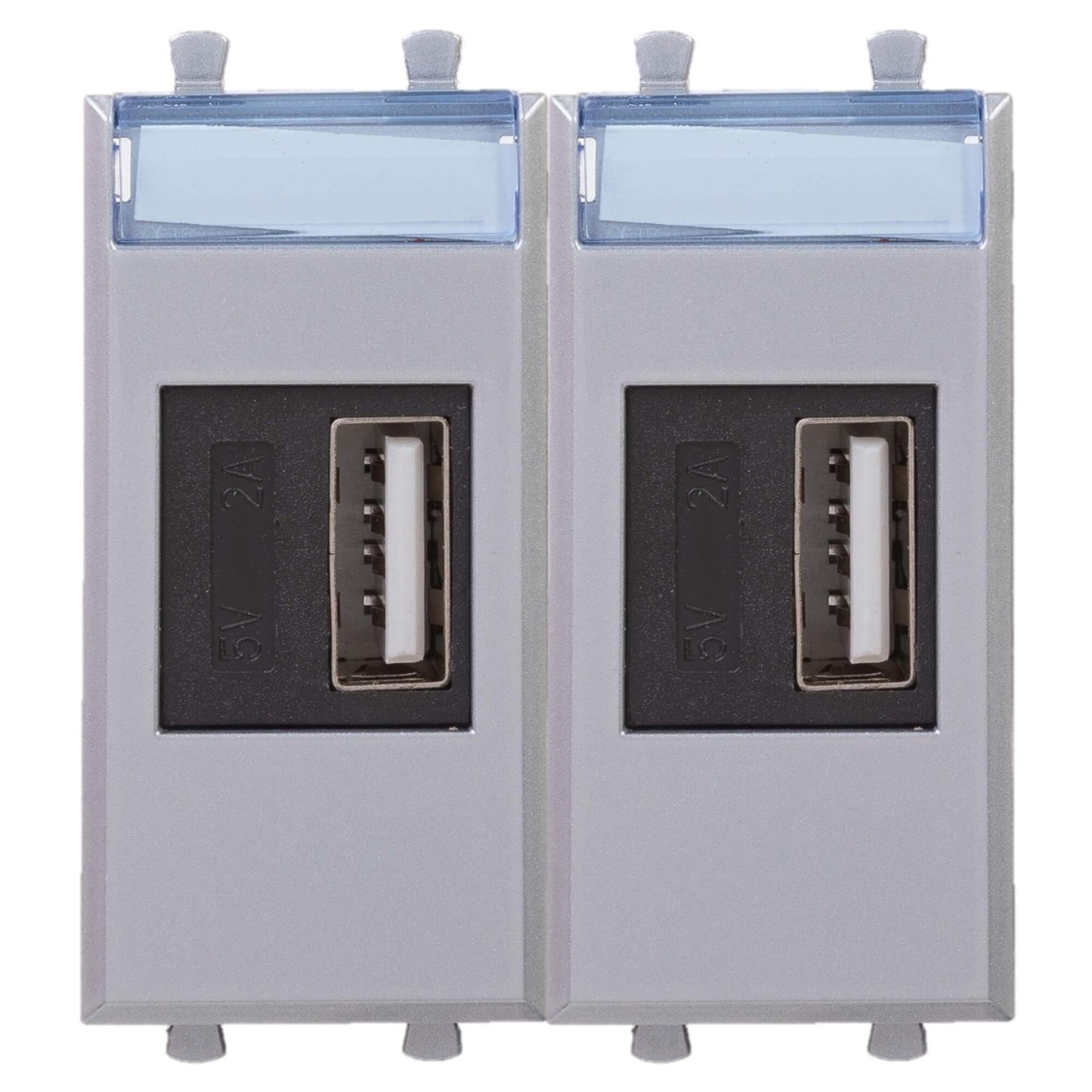 USB зарядное устройство модульное, Avanti, закаленная сталь, 2модуля, 2.1 А