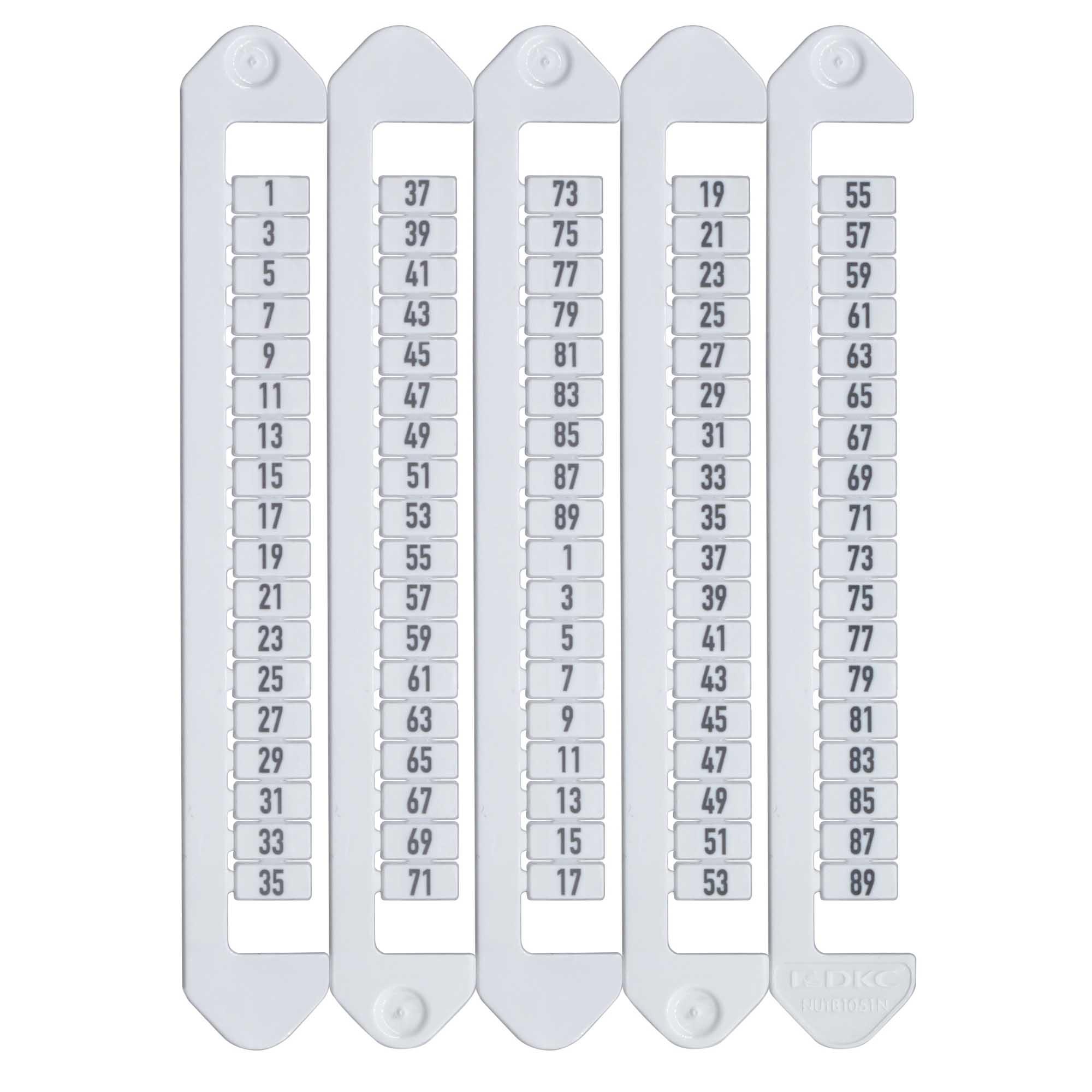 Маркировка для клемм, ширина 5 мм, от 2 до 90, вертикальная ориентация