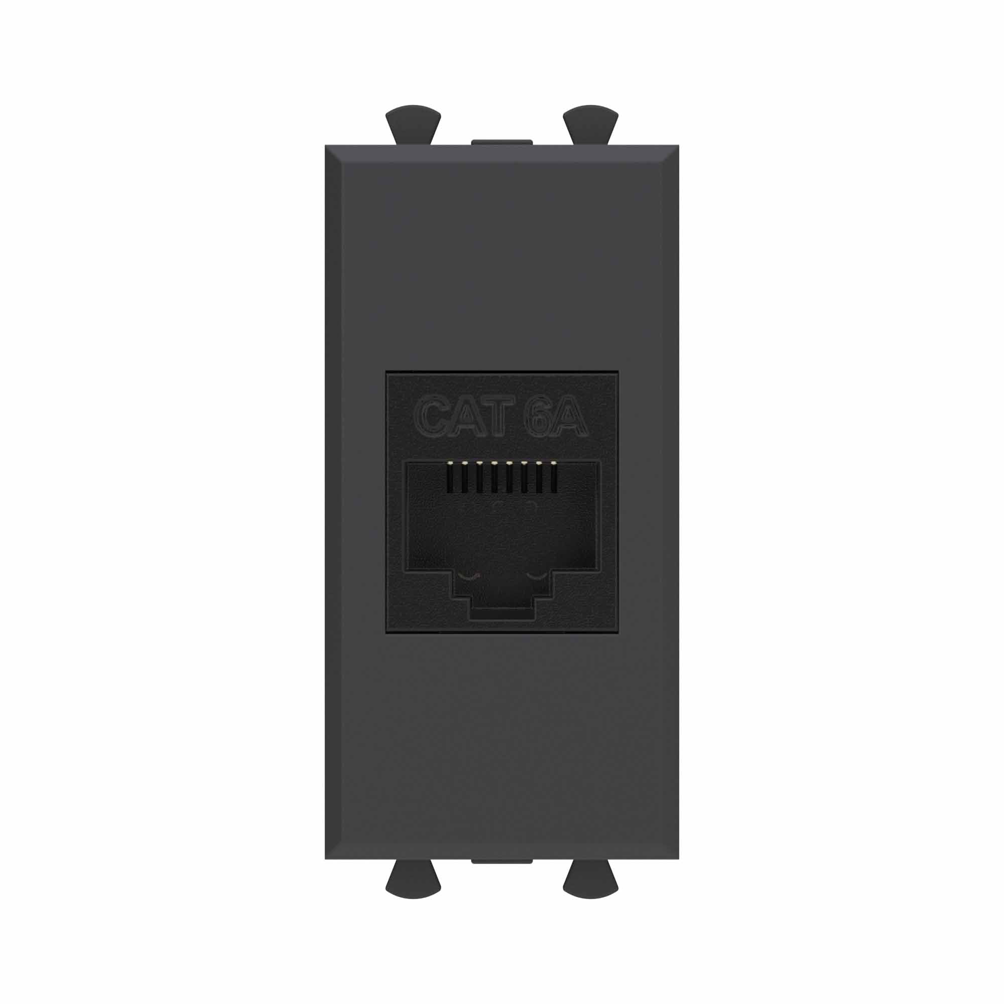 Avanti Компьютерная розетка RJ-45 без шторки модульная, кат.6А,  Черный матовый, 1 модуль