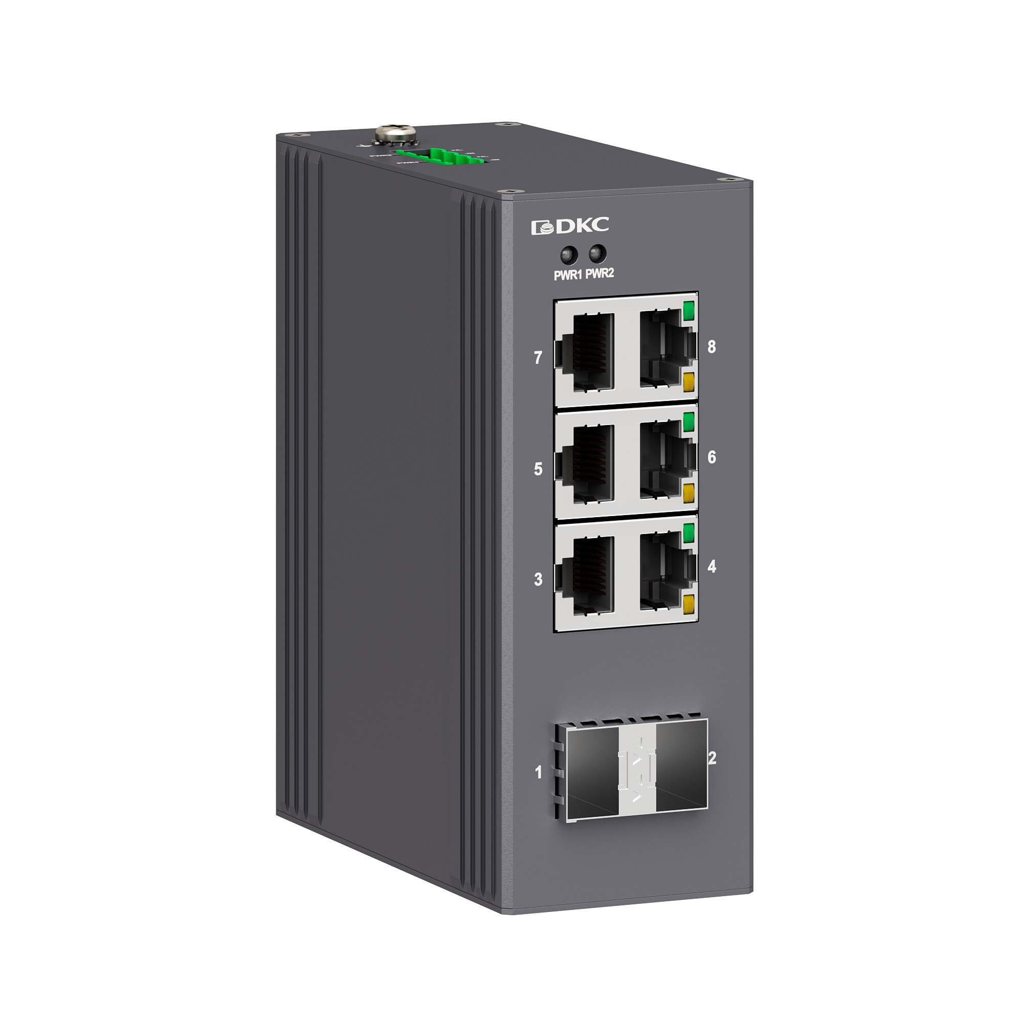 Промышленный неуправляемый коммутатор, 2х100Base-X, SFP слотов, 6х10/100Base-T(X) портов RJ45, 12-48В DC/18-30В AC, с резервированием