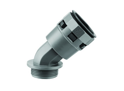 Муфта 45 градусов 12мм труба-коробка DN М16х1.5 полиамид черная