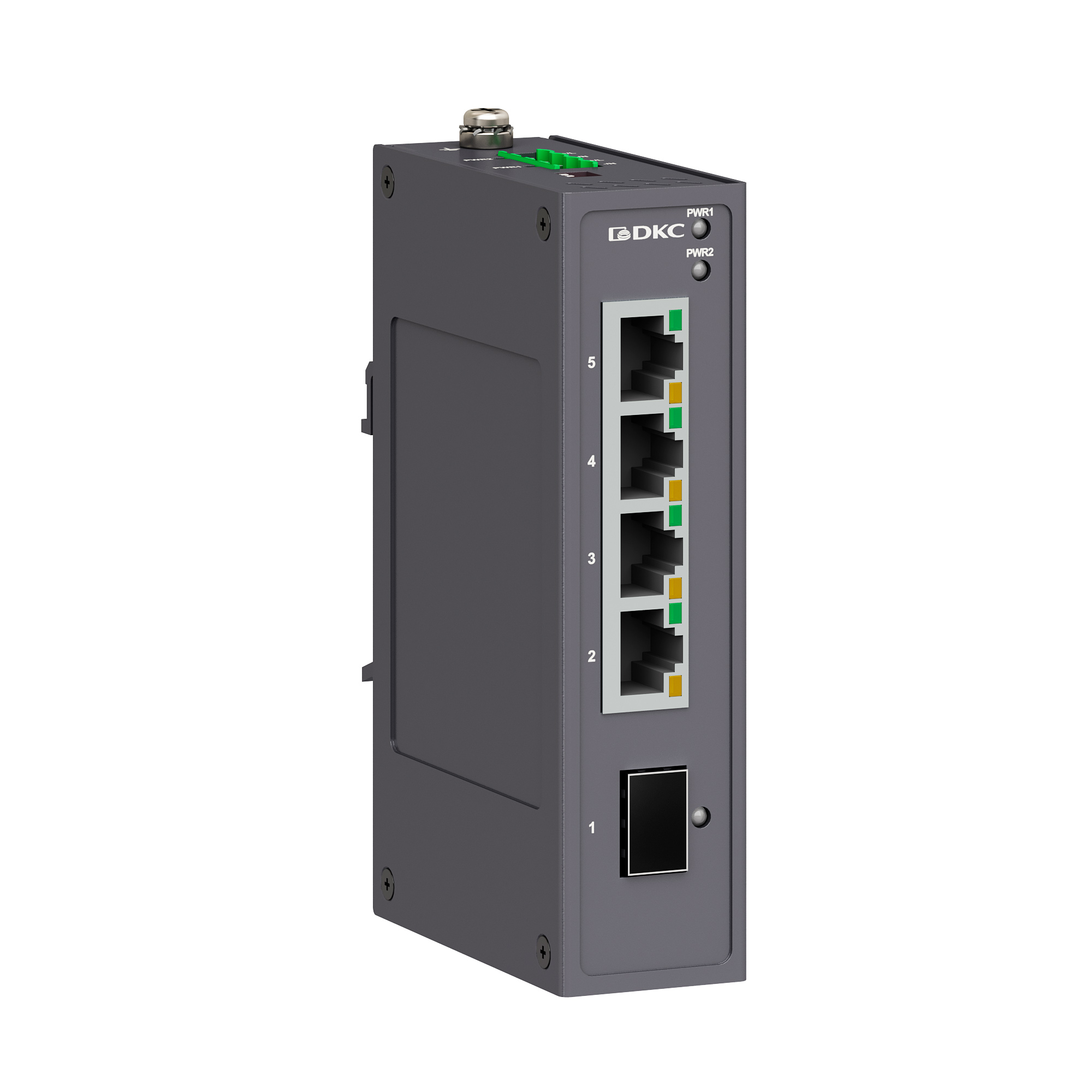 Промышленный неуправляемый коммутатор, 1х100Base-X, SFP слот, 4х10/100Base-T(X) портов RJ45, 12-48В DC/18-30В AC, с резервированием