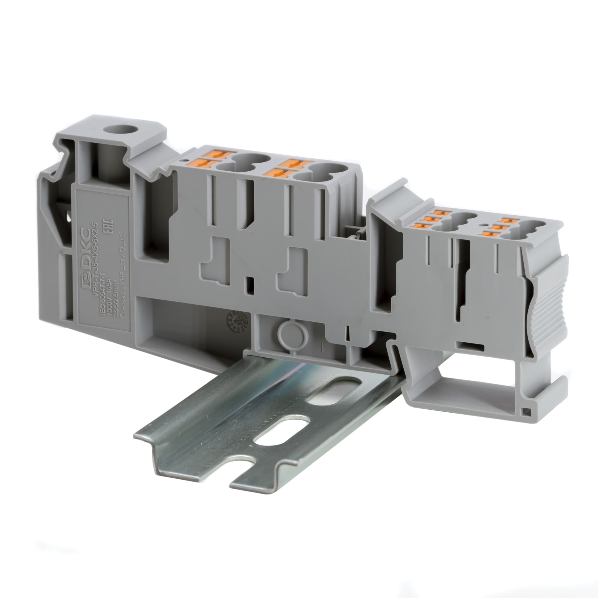 Клемма распределительная гибридная, винтовой зажим 35 кв.мм, push-in 4х6 кв.мм, 6х2.5 кв.мм, серая
