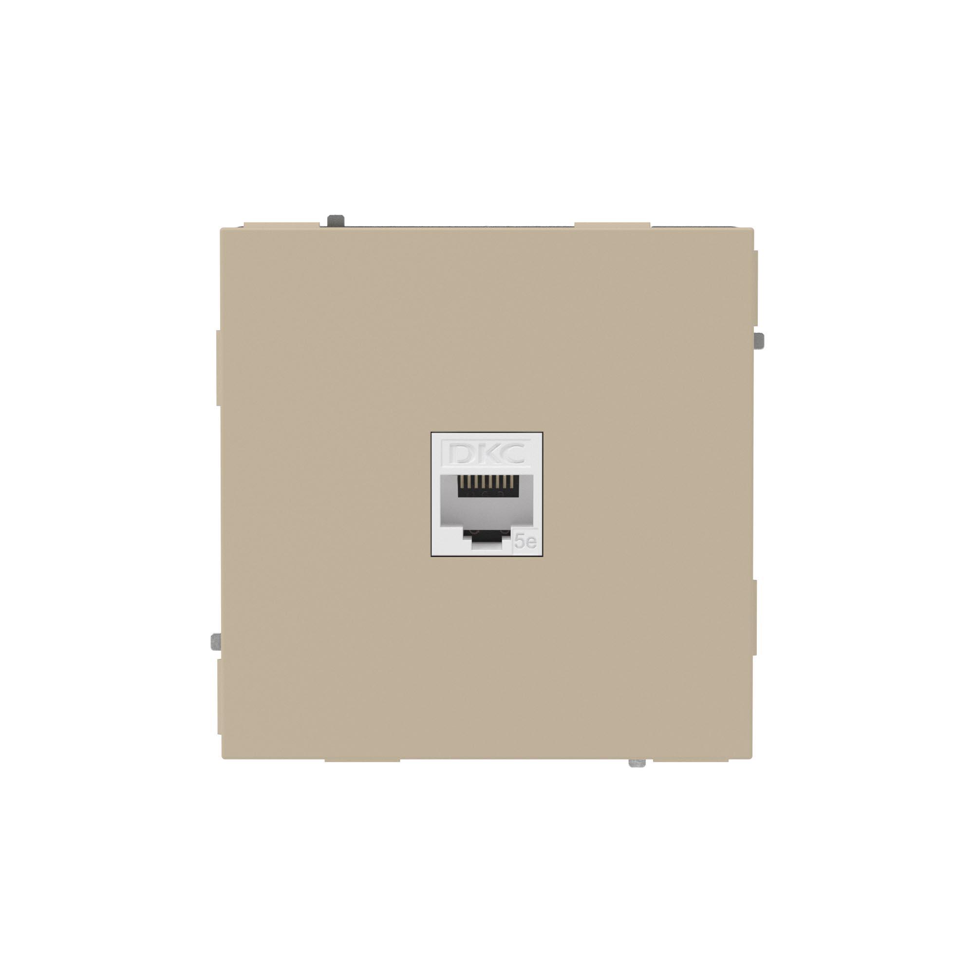 Компьютерная розетка RJ-45 без шторки, кат.5е одинарная, KANT, ванильный марципан