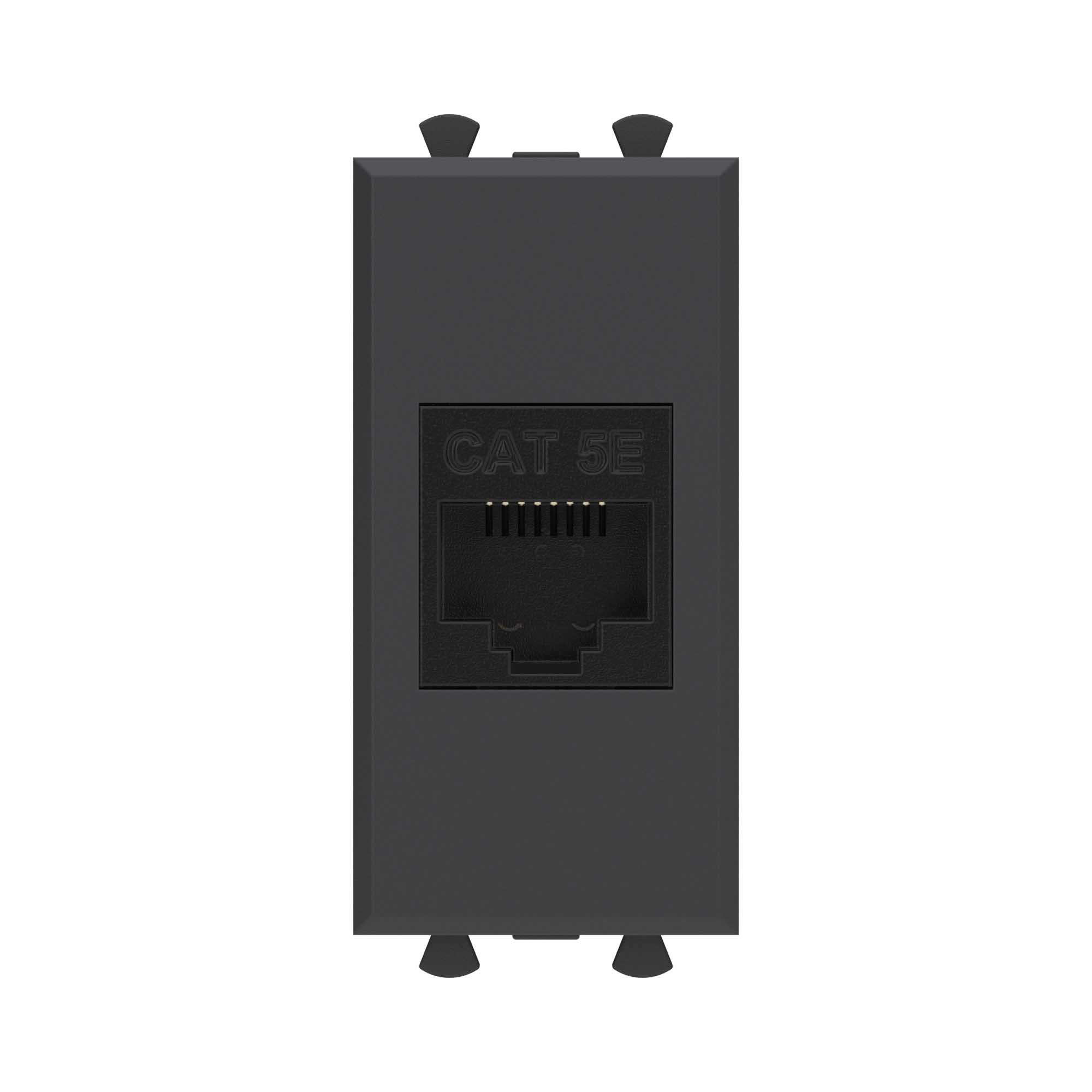 Avanti Компьютерная розетка RJ-45 без шторки      модульная кат.5е Черный матовый 1 модуль