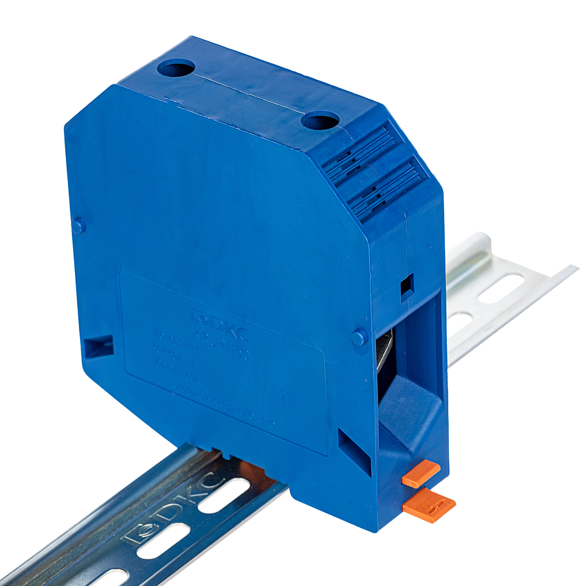 Клемма проходная, винтовой зажим, 2 точки подключения, 150 кв.мм, синяя