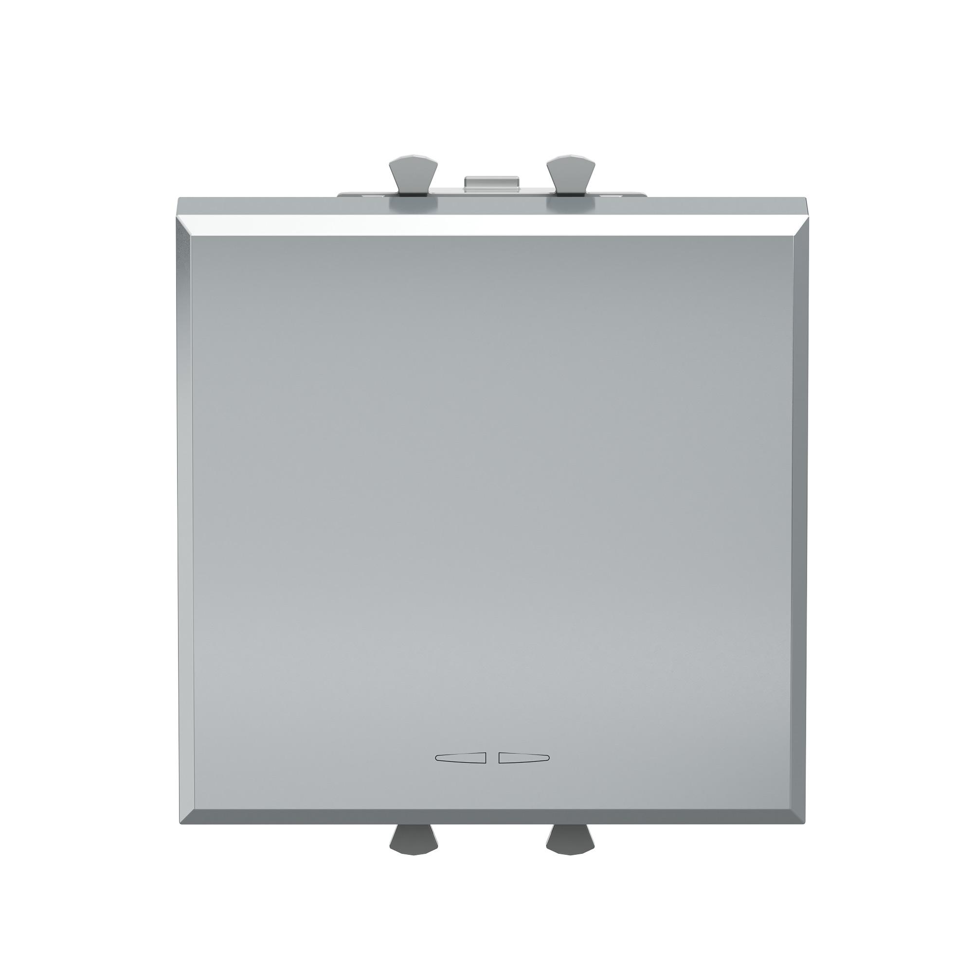 Выключатель одноклавишный модульный, Avanti, закаленная сталь, 2 модуля