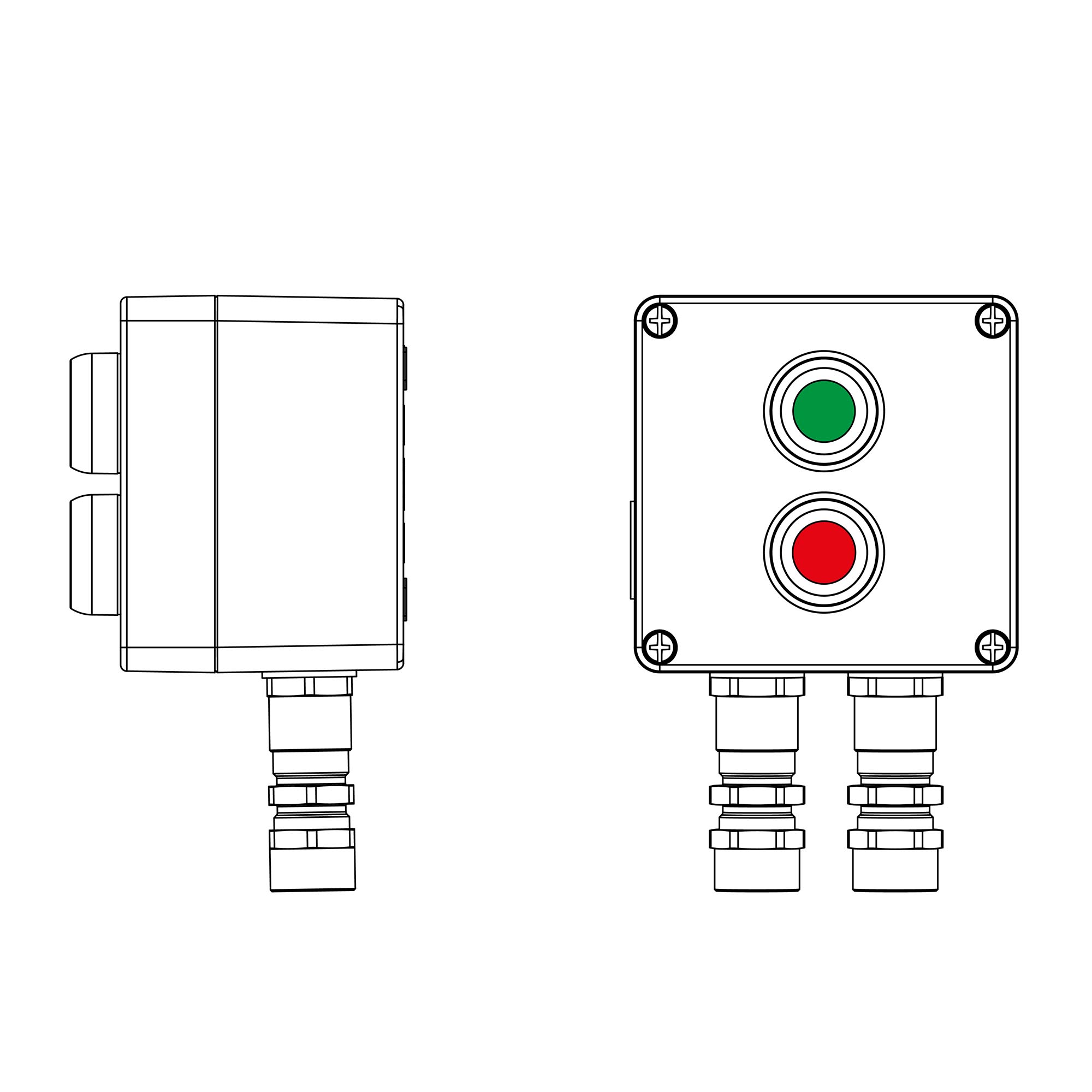 Пост взрывозащищенный управления из алюминия CU-A-12-(1xP1G(11)-1xP1R(11))-2xKA2MHK(C)1Ex de IIC Т5 Gb / Ex tb IIIC T95°Cdb IP66