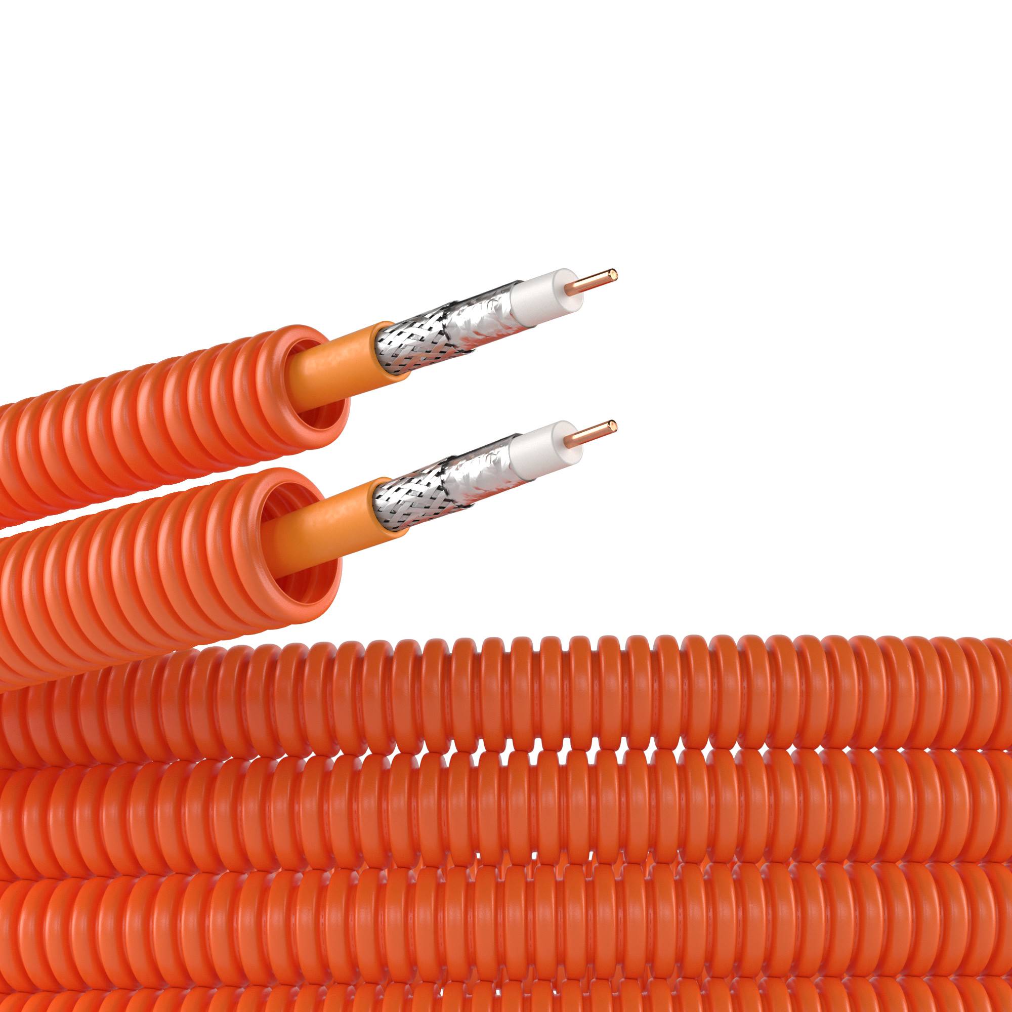 Электротруба ПНД гибкая гофрированная д.200м цвет оранжевый SAT нг(А)-HF 50м