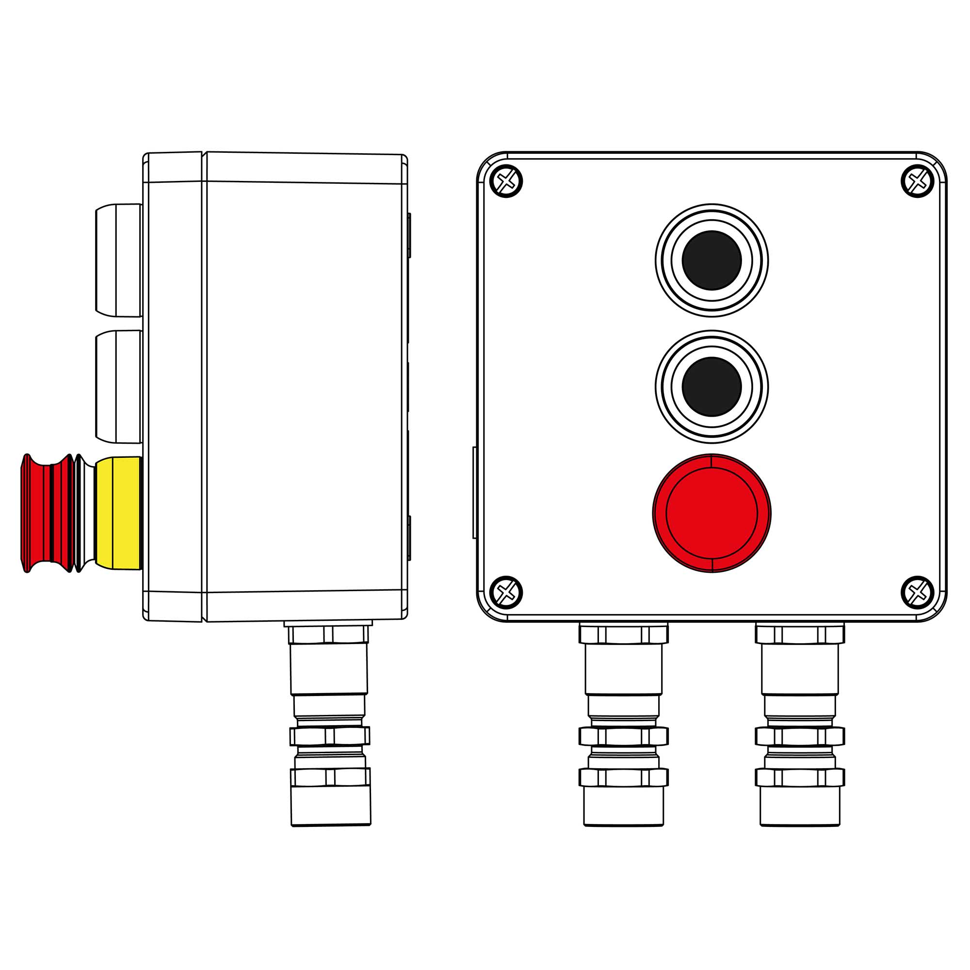 Пост взрывозащищенный управления из алюминия CPU-A-17-(2xP1B(11)-1xP3E(11))-2xKA2MHK(C)1Ex de IIC Т5 Gb / Ex tb IIIC T95°Cdb IP66