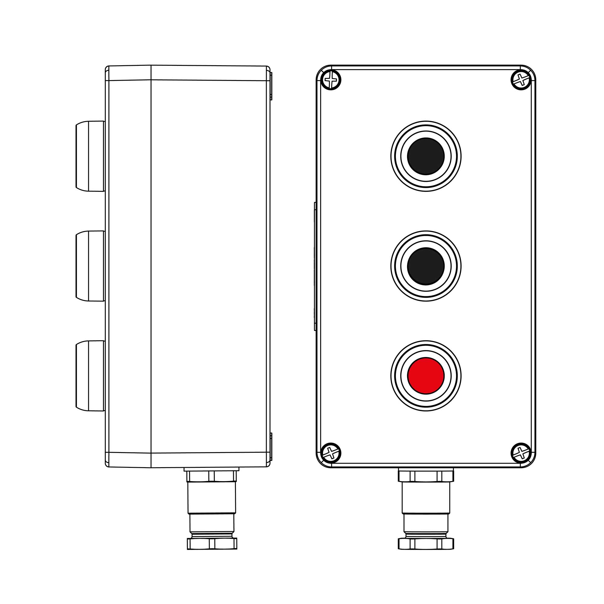 Пост взрывозащищенный управления из полиэстера C PP-04-(2xP1B(11)-1xP1R(11))-1xKH2MHK(C)1Ex de IIC Т5 Gb / Ex tb IIIC T95°Cdb IP66/КЗ