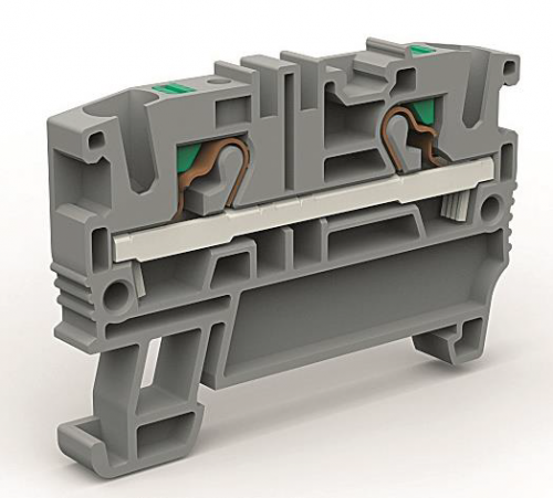 Проходная клемма 2 точки подключения на 4 кв.мм синяя