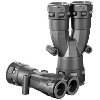 Разветвитель DN 1х23+2х17мм полиамид черный