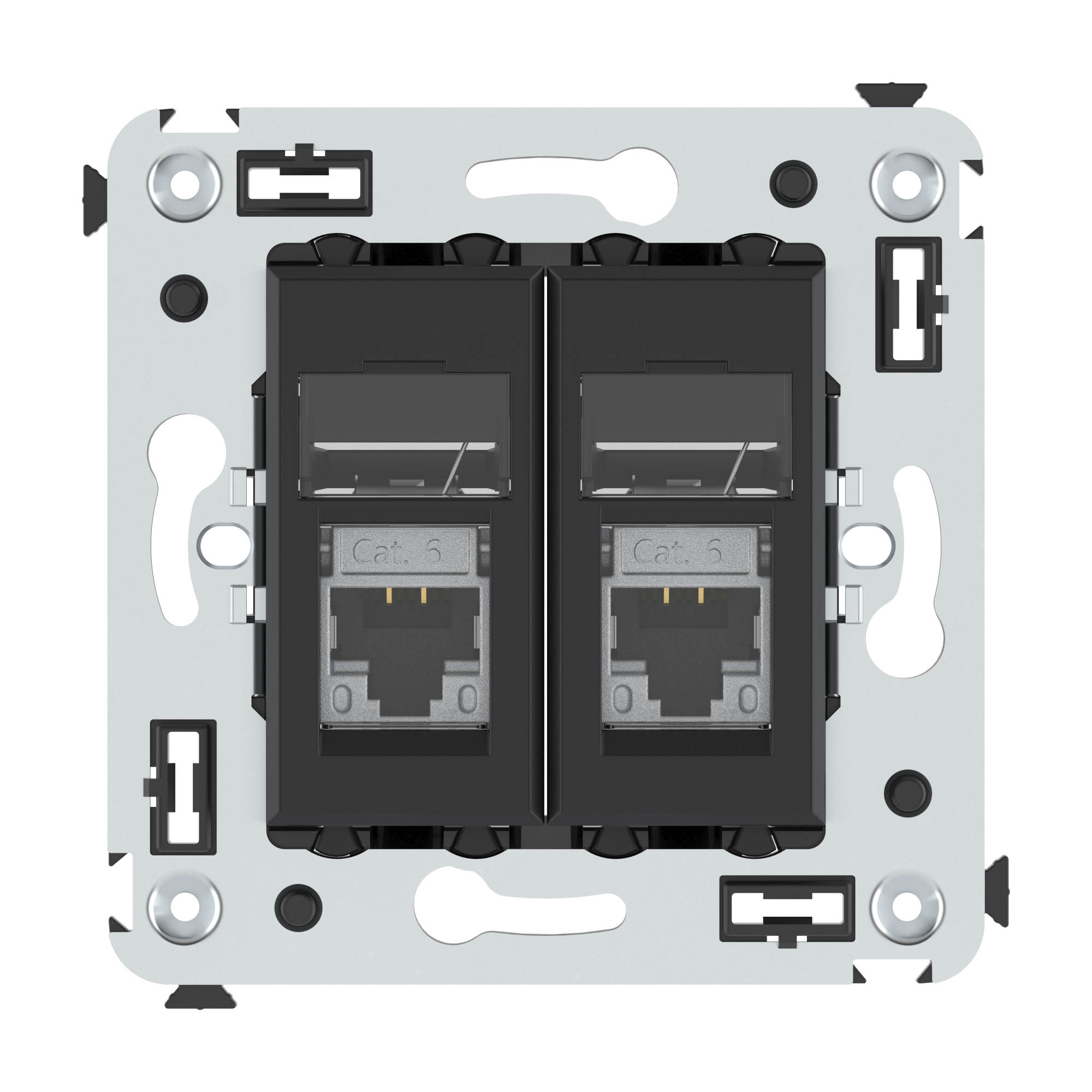 Компьютерная розетка RJ-45 в стену, кат.6 экранированная двойная,''Avanti'', ''Черный матовый''