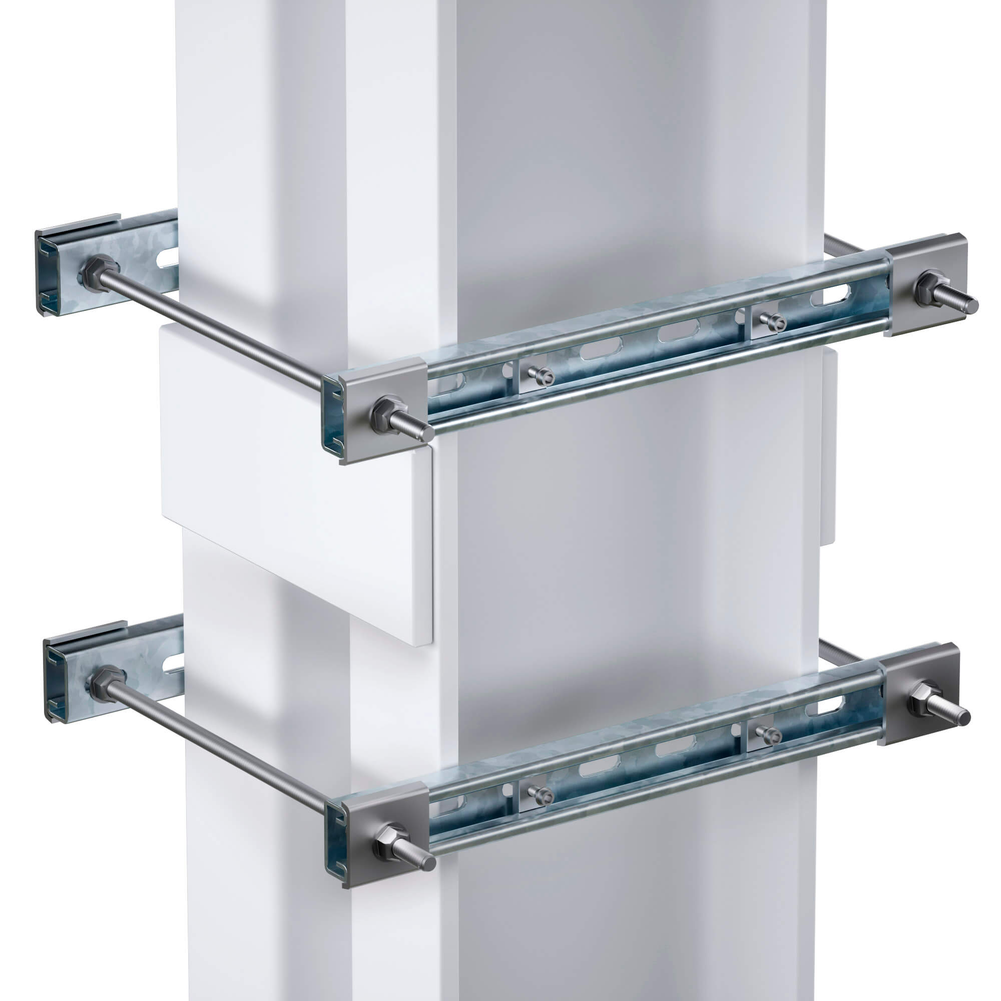 Обжимной комплект монтажных профилей тип 1, обхват конструкции габаритами 550 на 440 мм, для крепления 1 оболочки одноготипоразмера винтами din 84 M6X40 4 шт. , горячеоцинкованный