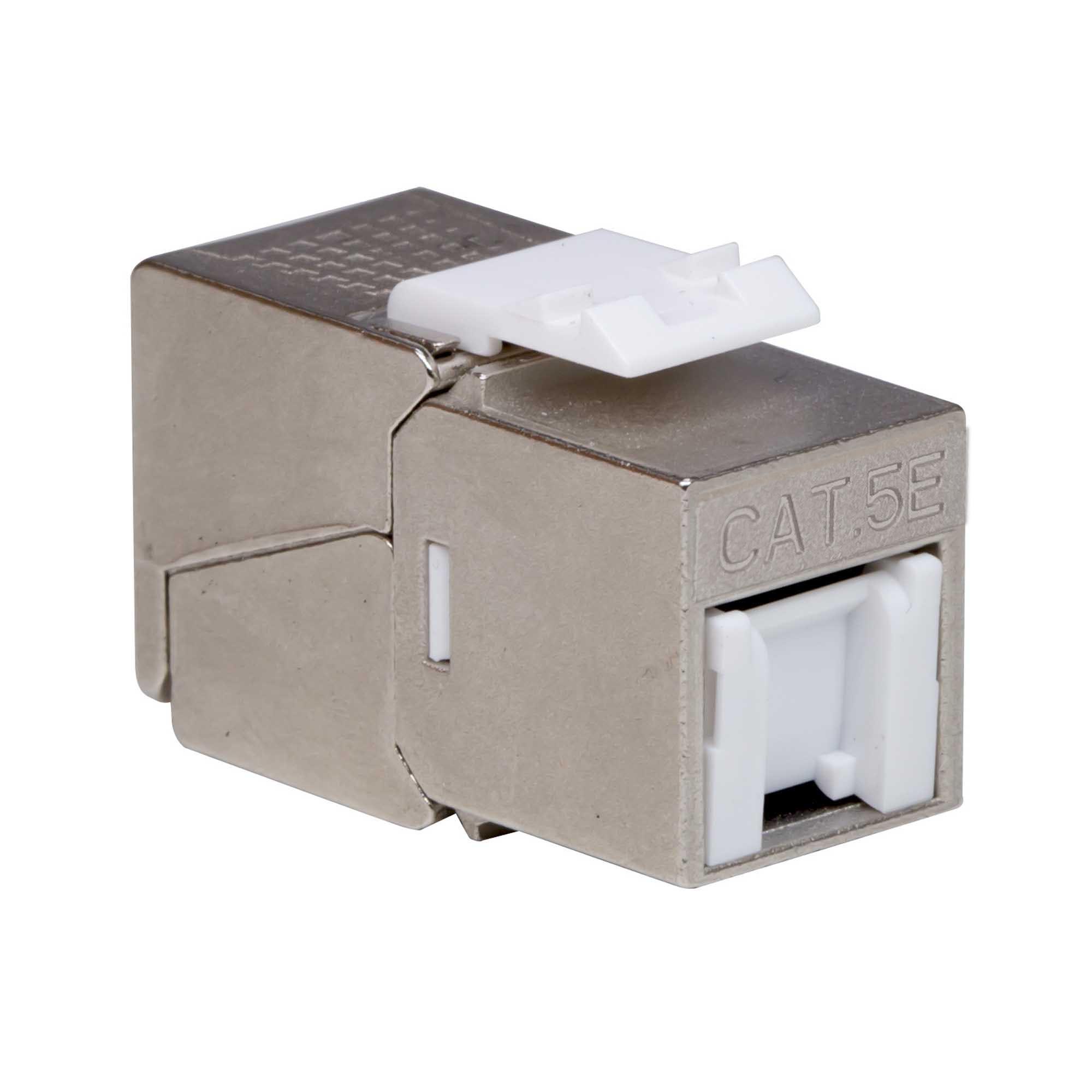 Модуль Кейстоун (Keystone) RJ45 кат. 5E с пылезащитной шторкой, экранированный(STP), 180 градусов, Toolless, серебристый