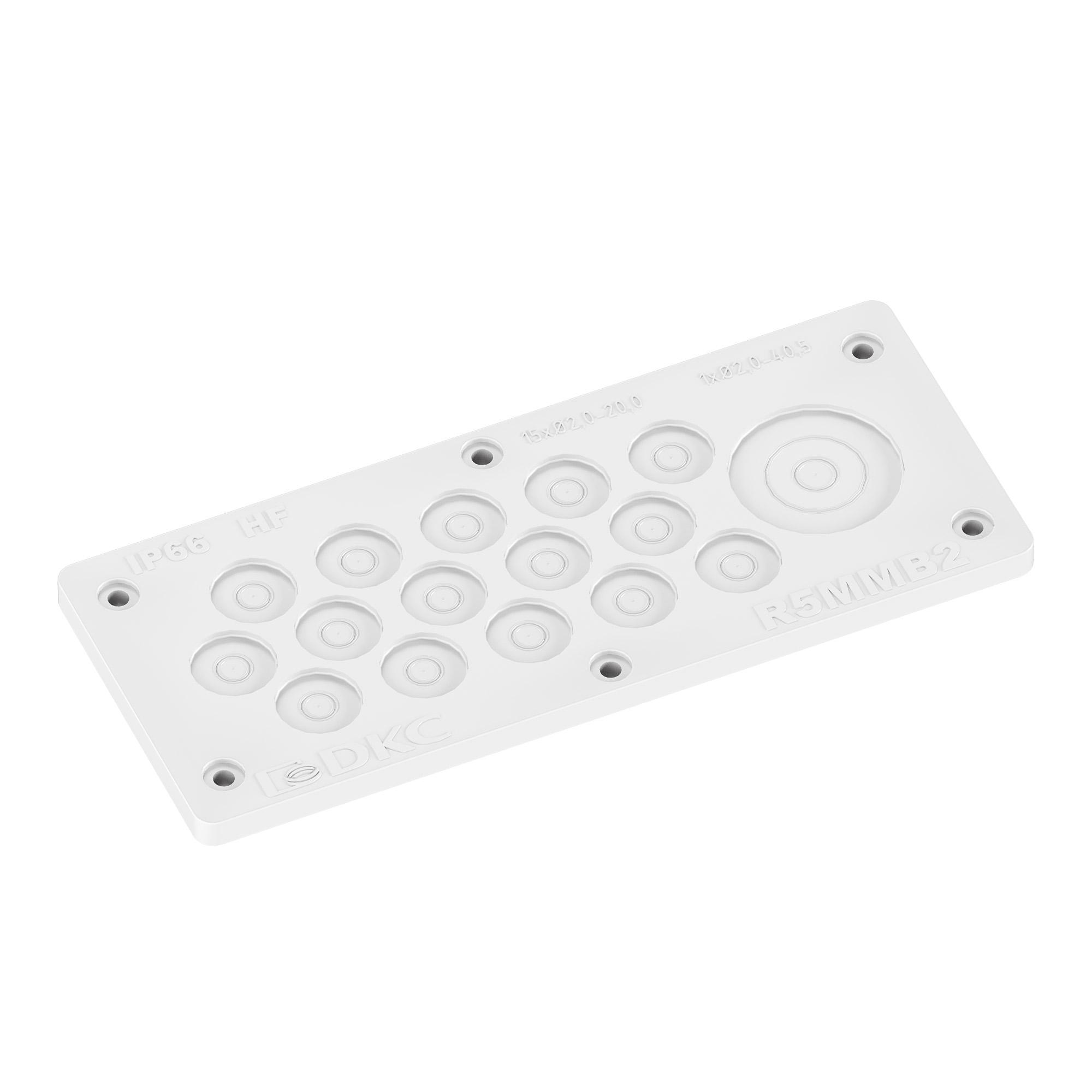 Мембранный кабельный ввод, EPDM, IP66, t эксп. -70..+90, ШхВ 216х89 мм,15x?2,0-20,0 мм, 1x?2,0-40,5 мм