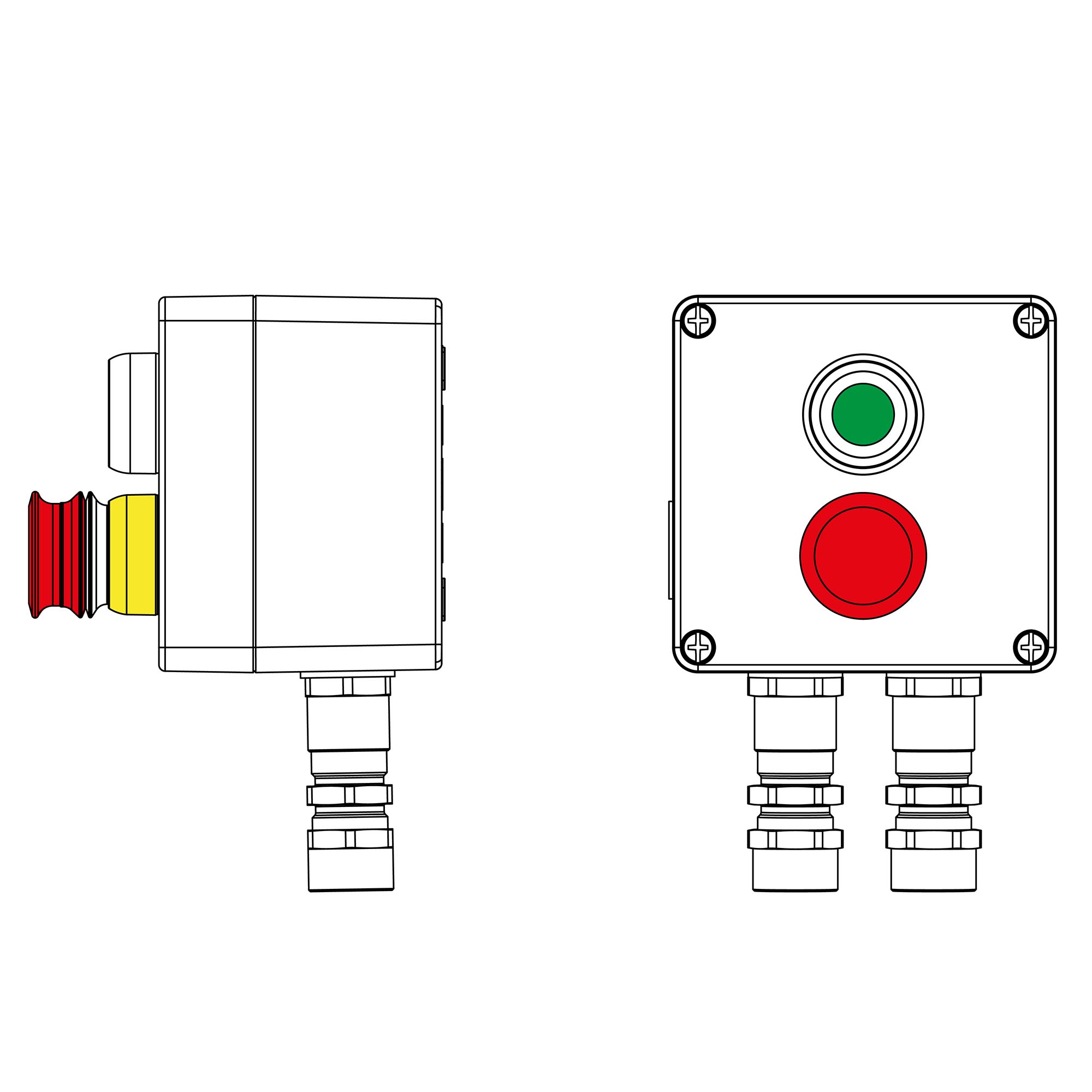 Пост взрывозащищенный управления из алюминия CU-A-12-(1xP1G(11)-1xP3E(11))-2xKA2MHK(C)1Ex de IIC Т5 Gb / Ex tb IIIC T95°Cdb IP66