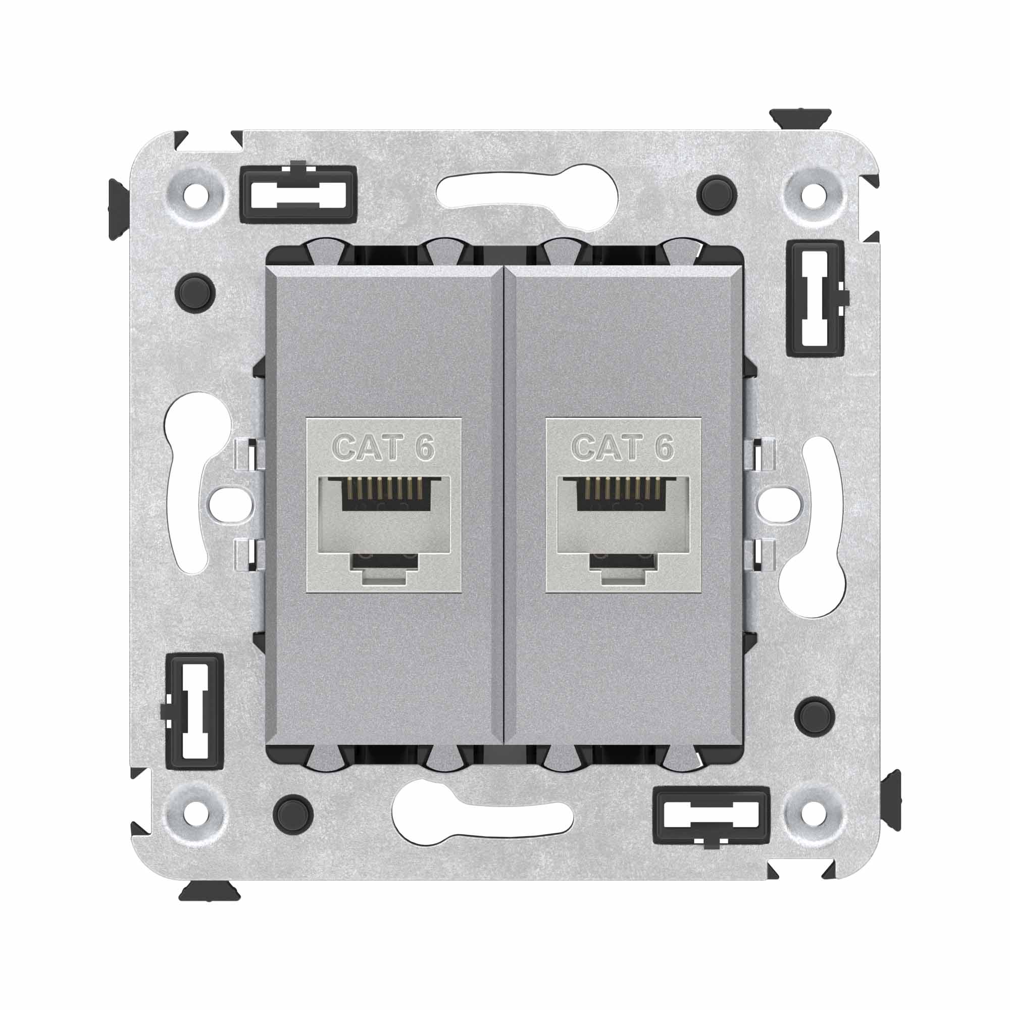 Avanti Компьютерная розетка RJ-45 без шторки в стену, кат.6 двойная экранированная,  Закаленная сталь