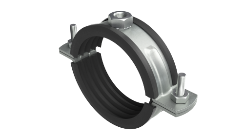 Хомут для высоких нагрузок с изоляцией с гайкой М12 для труб d 1 1/4''