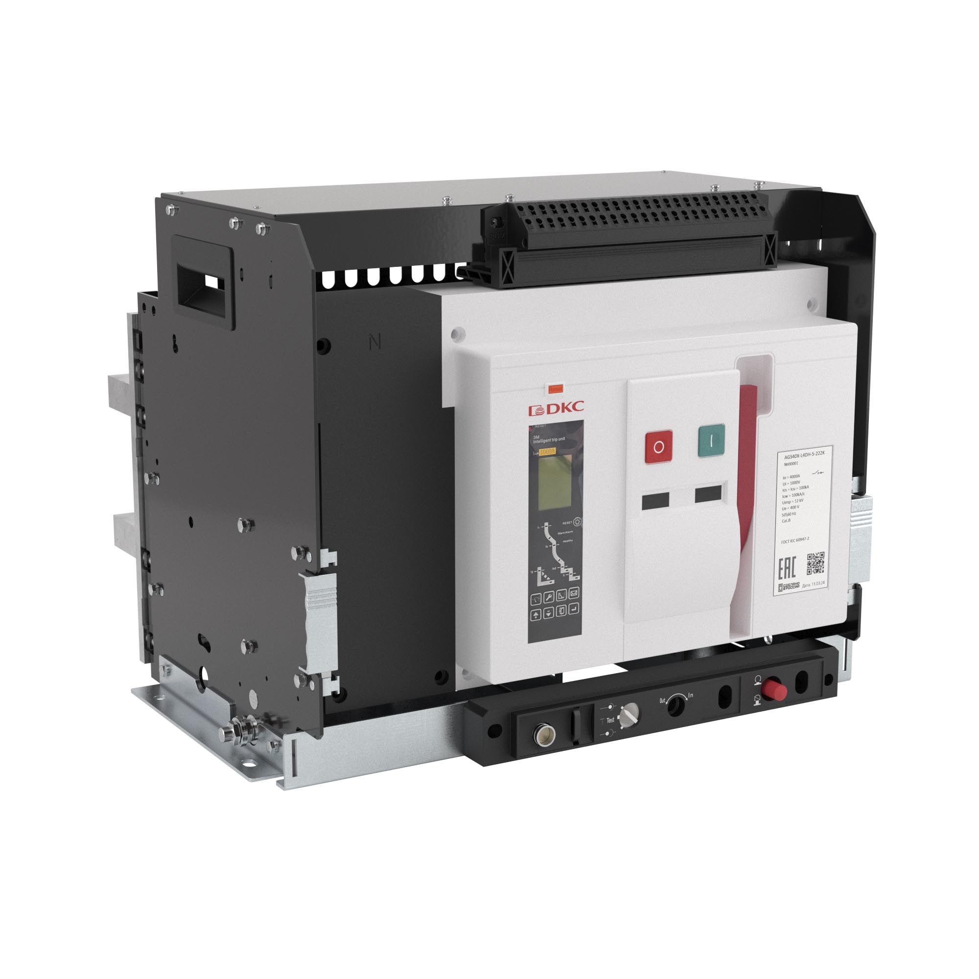 Воздушный автоматический выключатель YON AGS63U 3Р 6300 А 135 кА, типоразмер H, расцепитель 3H, выкатной, вертикальное подключение