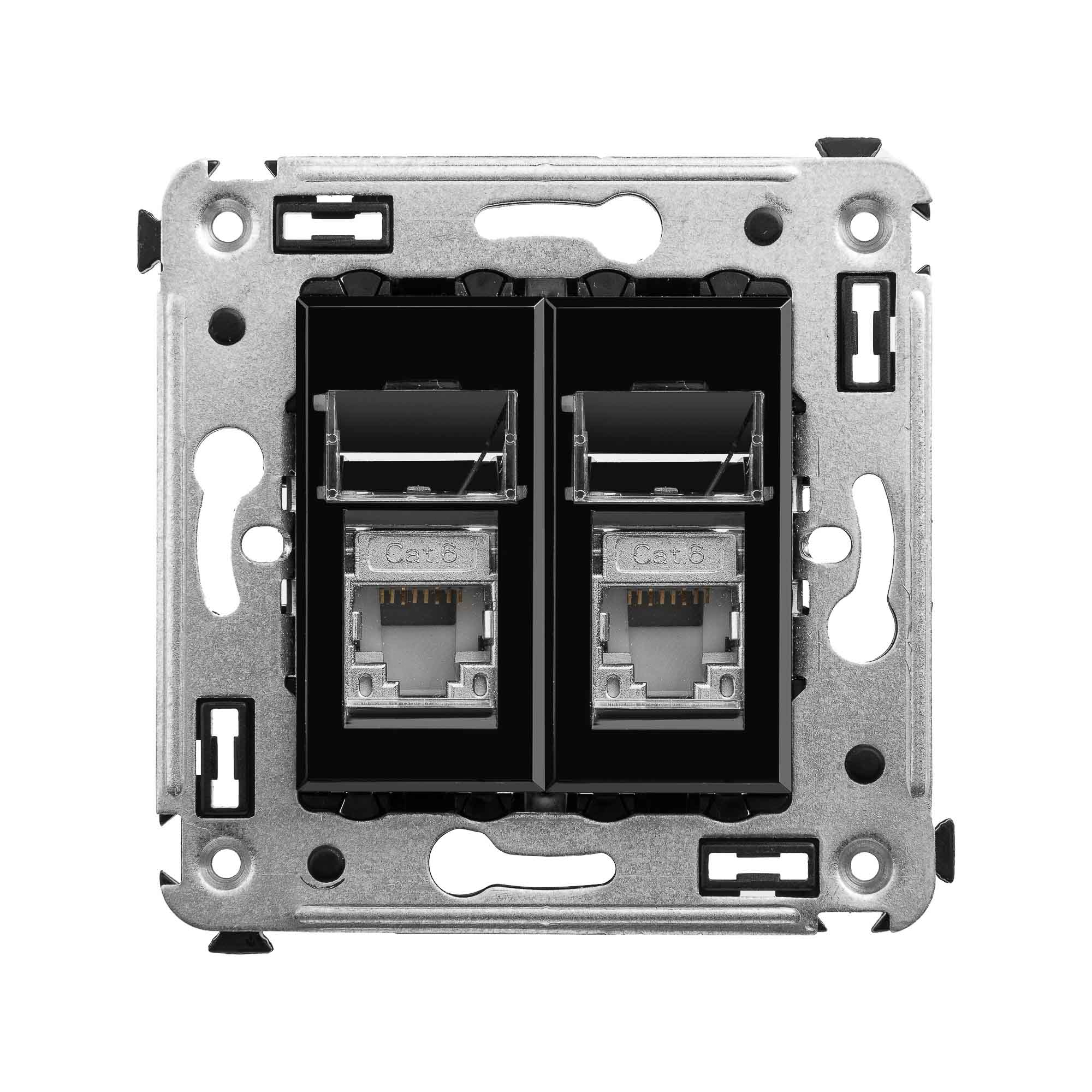 Avanti Розетка RJ-45 в стену, кат.6 двойная экранированная, ''Черный квадрат''