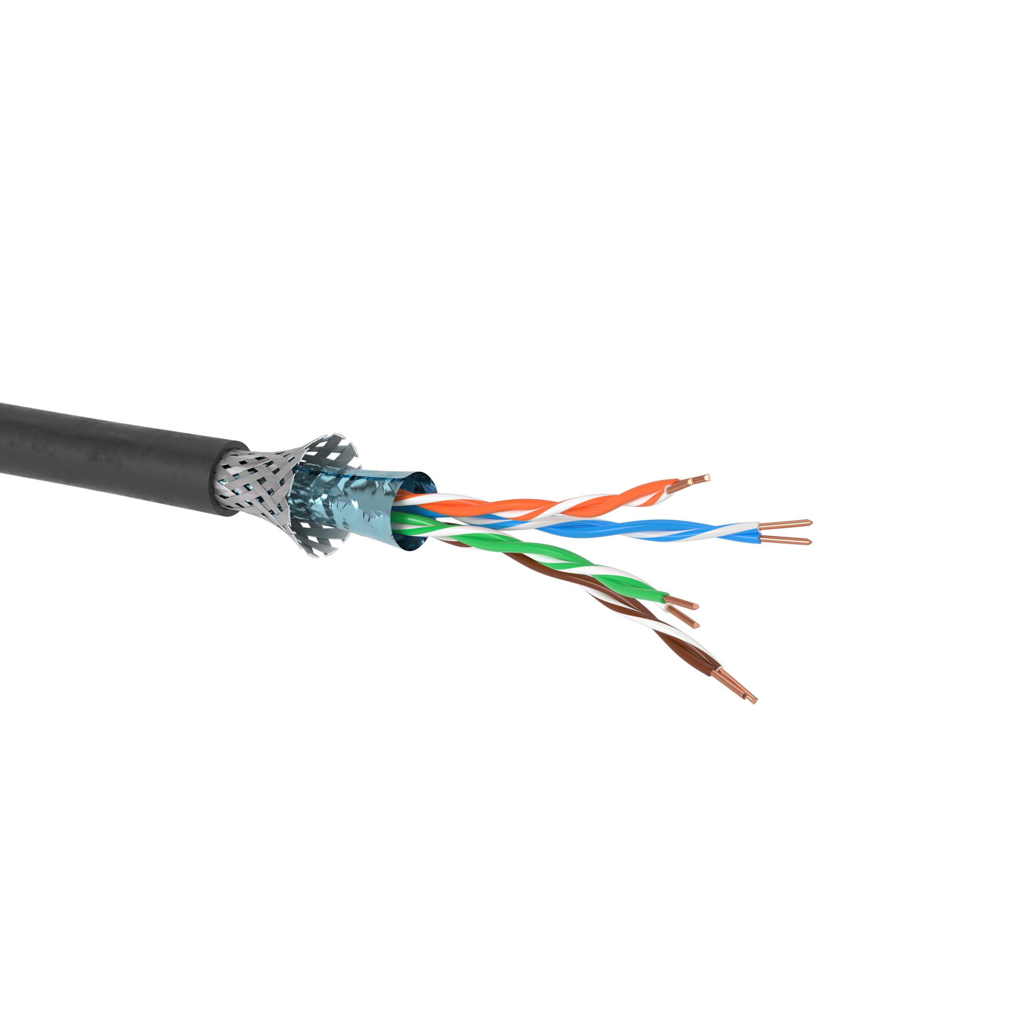 Витая пара SF/UTP 4 пары CAT 5E светостабилизированный PE черный катушка 305м