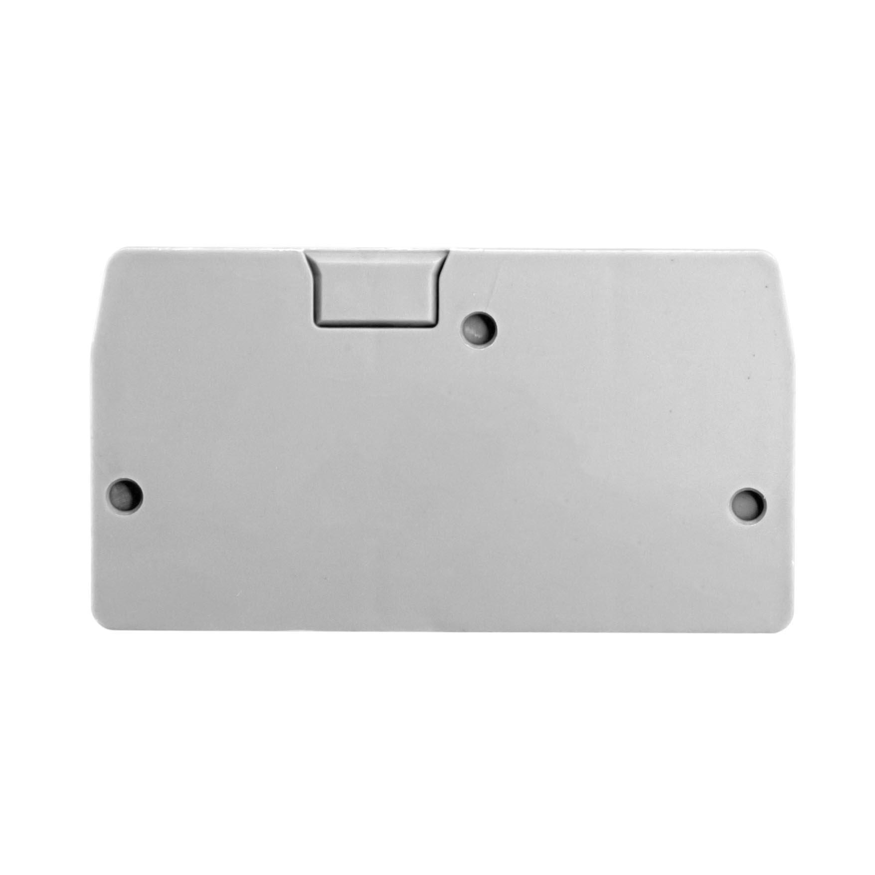 Изолятор торцевой предназначен для защиты и закрытия токоведущие части клеммы. Фиксируется на клеммах с Push-in зажимом VPR-1.5. Устанавливается в конце клеммного ряда и также может использоваться для визуального разделения сегментов клеммного ряда. Серый