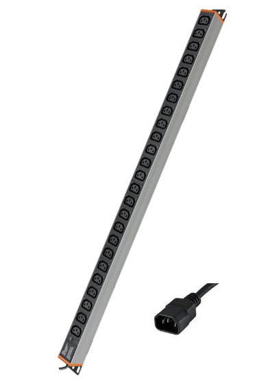 Блок распределения питания вертикальный для 19дюйм шкафов,10A 24 Х С13,индикатор питания, вх. разъём С14