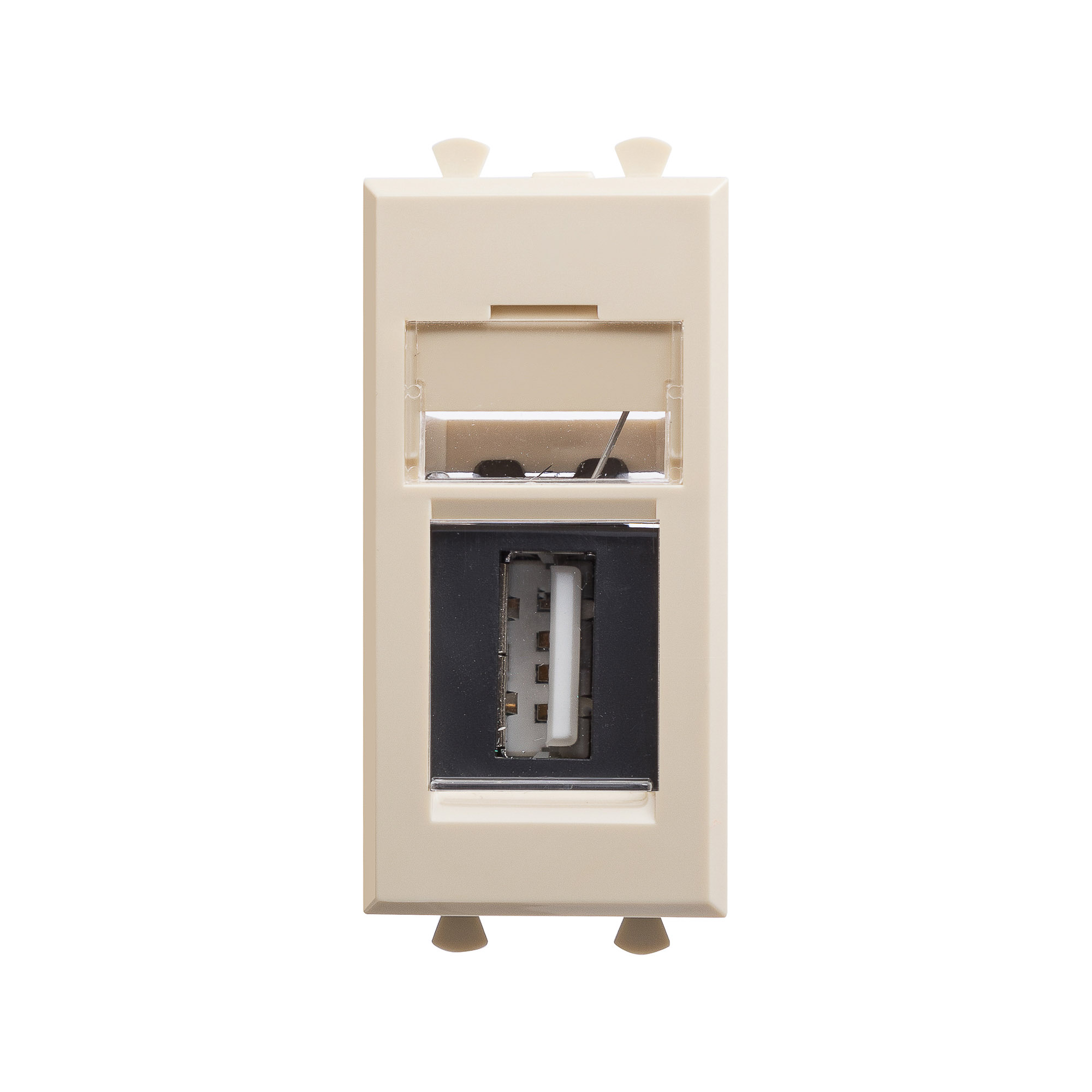 USB 2.0 розетка модульная, тип А-А, Avanti, ванильная дымка, 1 модуль