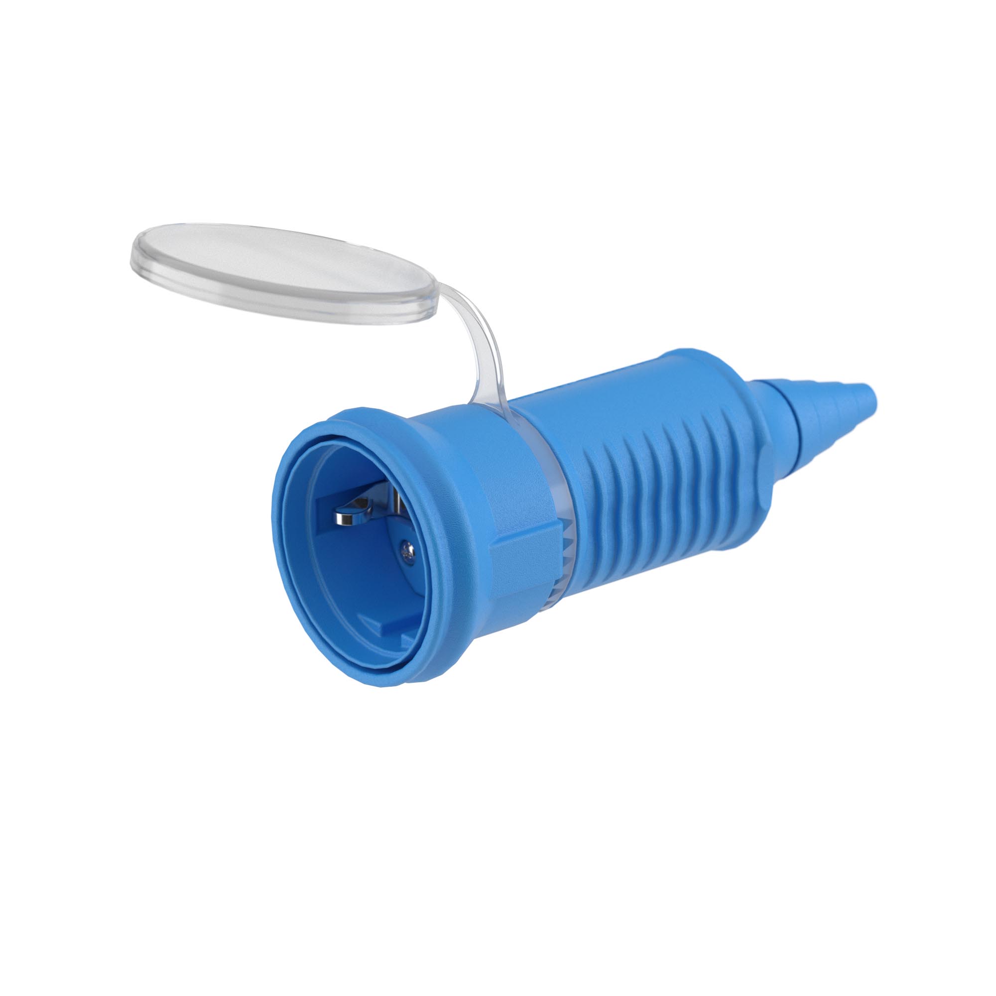 Розетка кабельная каучуковая (ввод кабеля с торца) черная IP44 16А 2P+E 250В