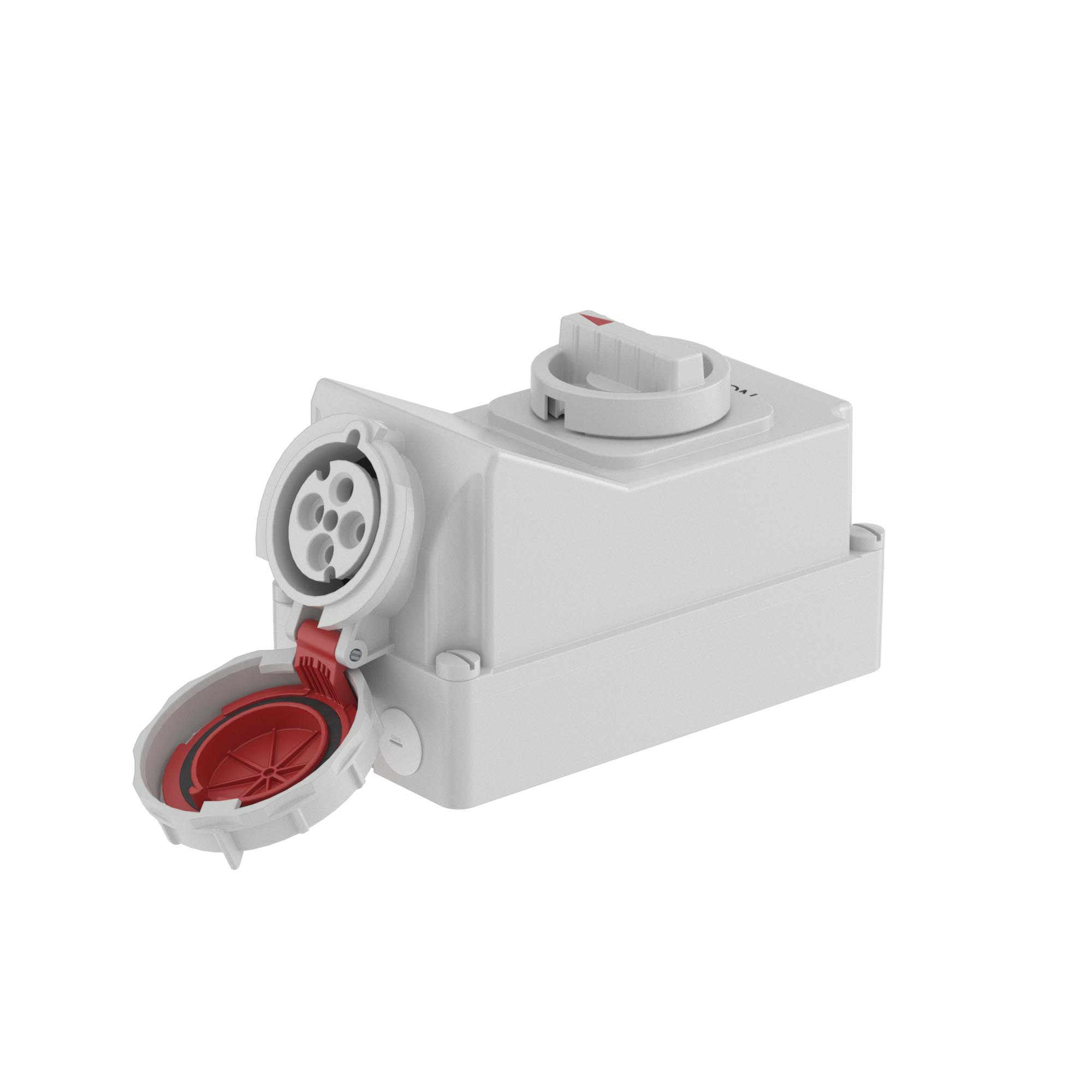 Розетка наружной установки IP67 63А 3P+E 400В с механической блокировкой и боковым расположением разъема