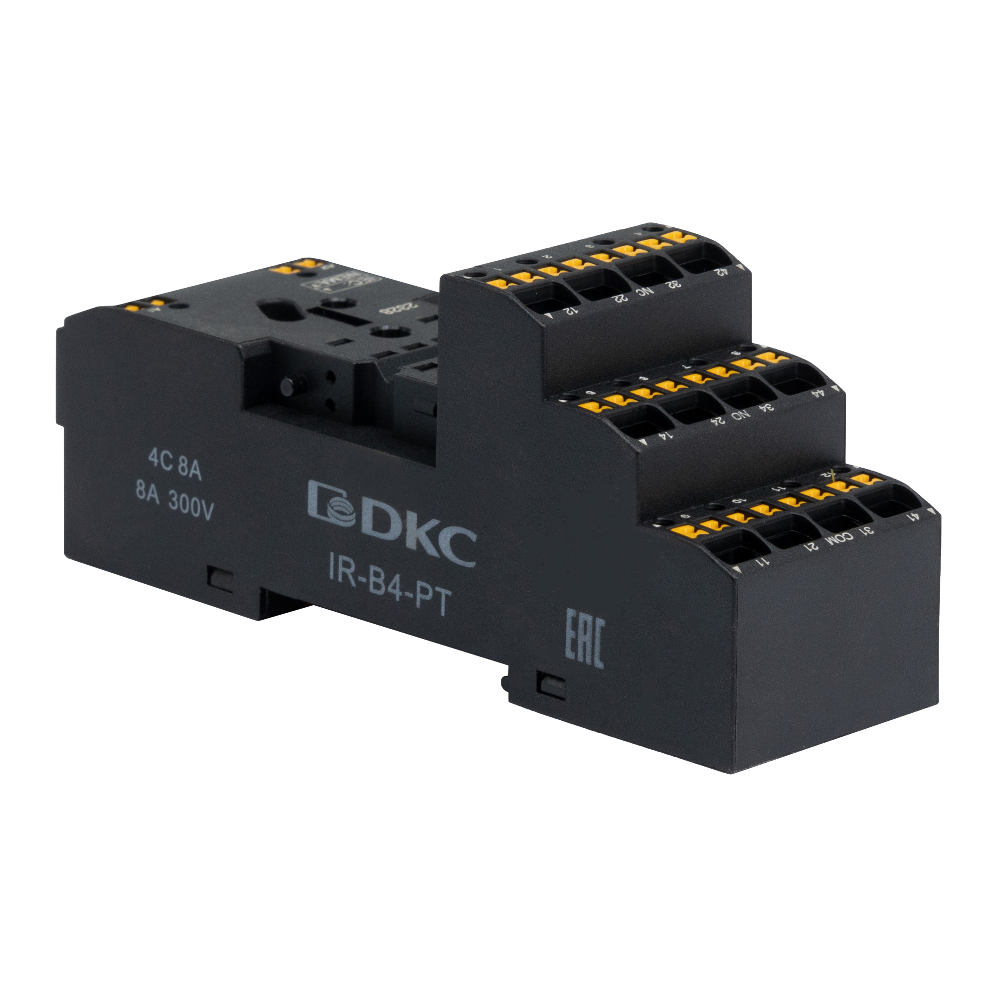 Колодка с клеммами push-in для реле на 4 группы IR-24DC/220DC/230AC-4CO