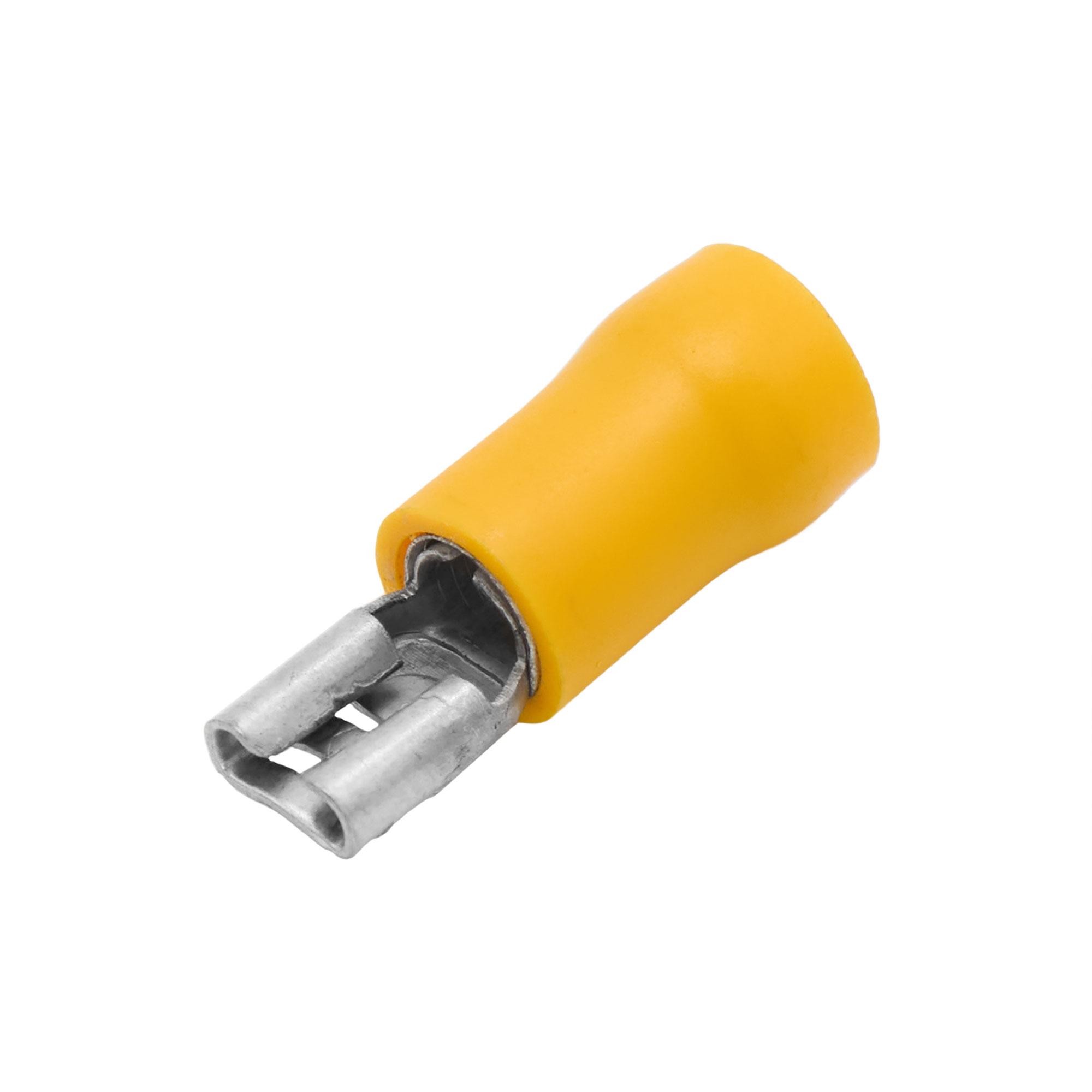 Наконечник плоский РпИм 6-7-0.8 желтый QUADRO (50шт) с изолированным фланцем (розетка)