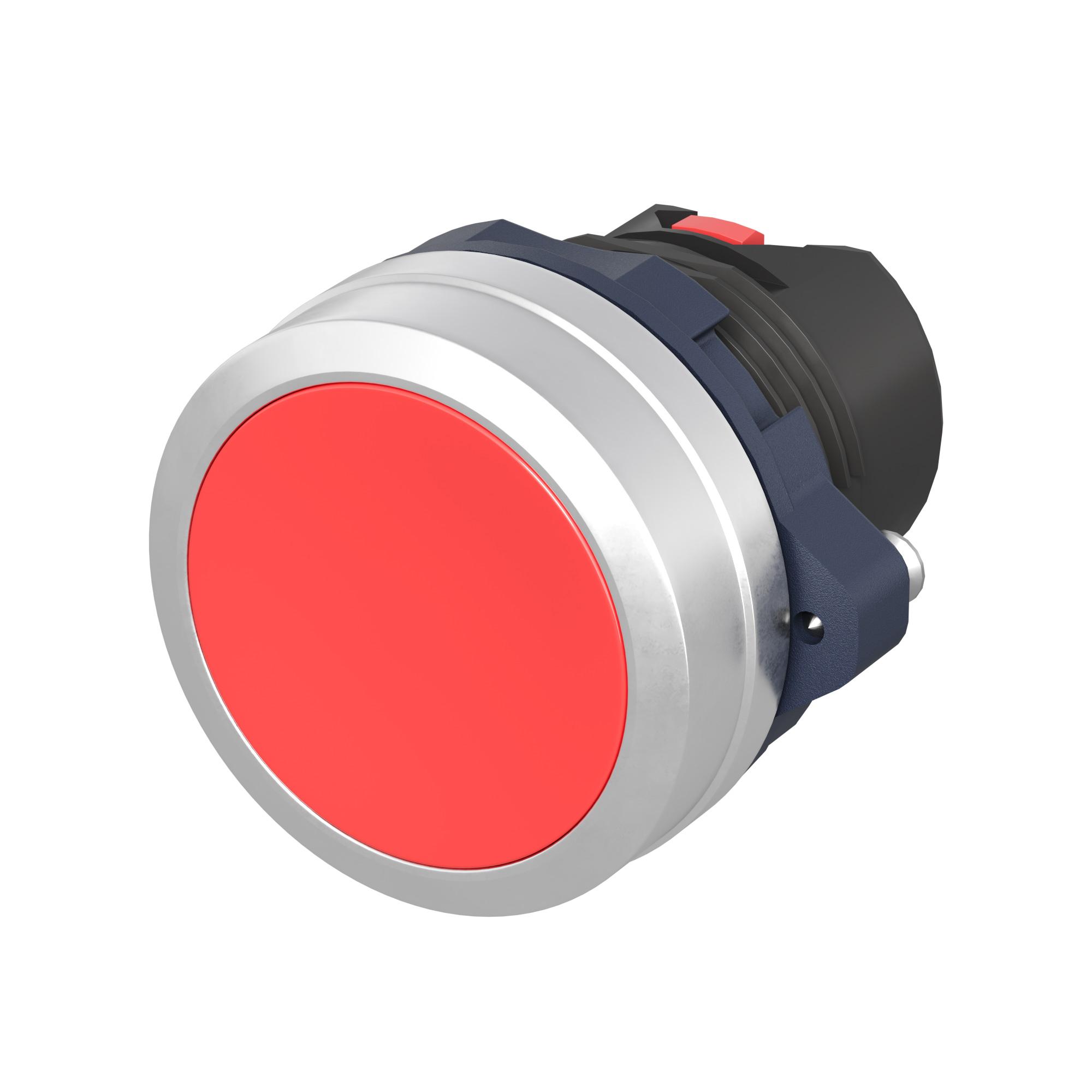 Головка кнопки плоская без фиксации, красная, алюминий