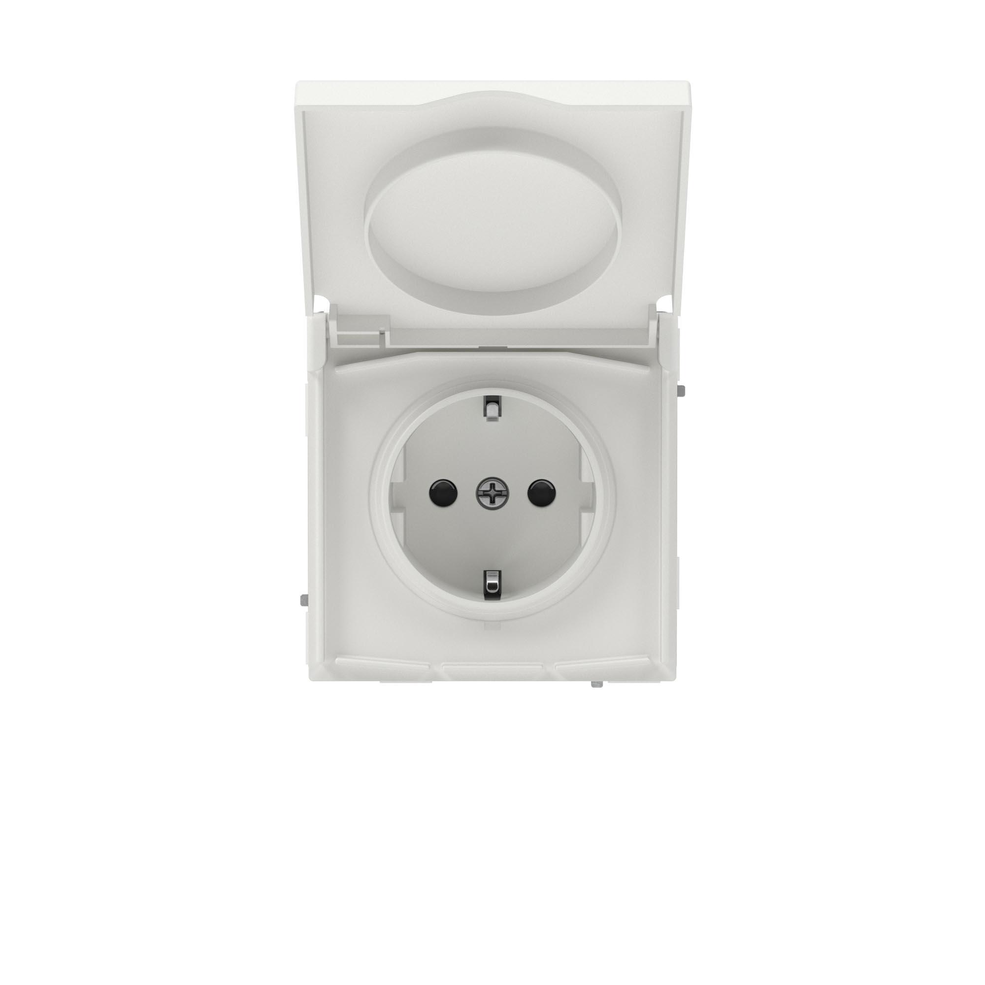 Розетка силовая, 2P+E, с з/ш, с крышкой, IP44, KANT, белый песок